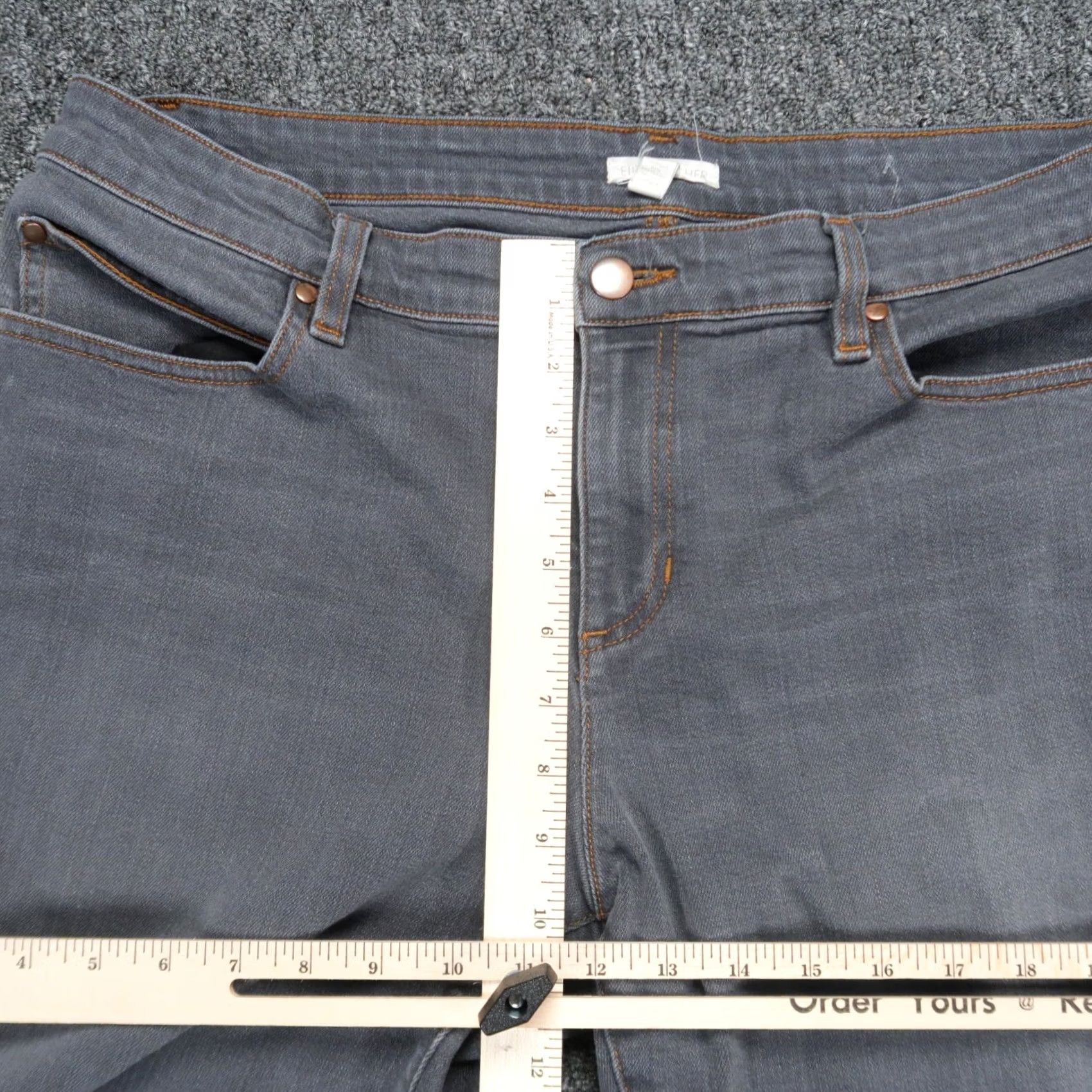 Eileen Fisher VINTAGE Eileen Fisher Jeans Womens 14 Gray Organic Cotton Straight Leg Crop 35x27 Size 36" / US 14 / IT 50 - 7 Thumbnail
