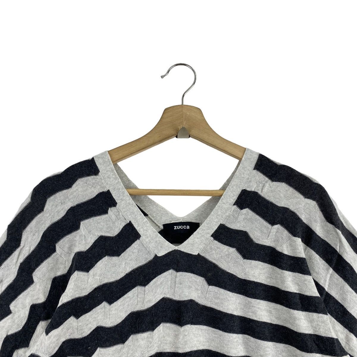 CABANE de ZUCCa CABANE de ZUCCA by Issey Miyake Stripes Short Sleeve Blouse Size 3XL / US 20-22 - 2 Thumbnail
