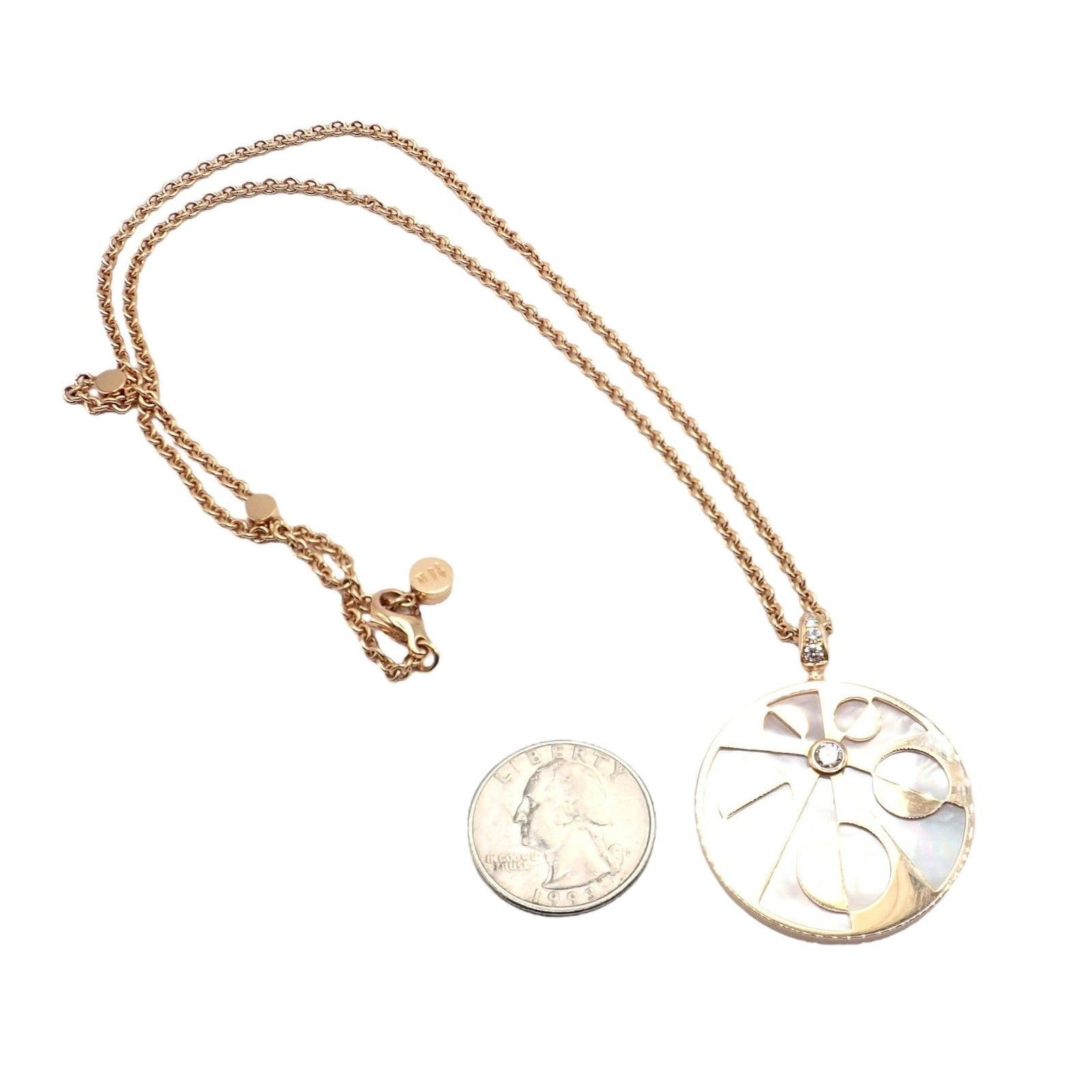 Bvlgari Bulgari Intarsio 18k Gold Diamond Mother of Pearl Necklace Size ONE SIZE - 8 Thumbnail