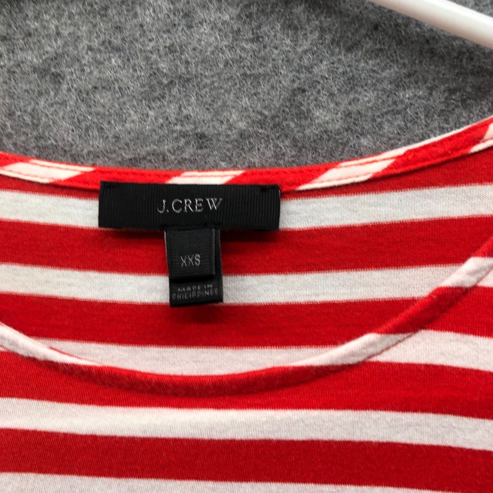 J.Crew VINTAGE J. Crew Crochet T Shirt Womens XXS Red White Striped Crewneck Scallop Hem Size XXS / US 00 / IT 34 - 5 Thumbnail