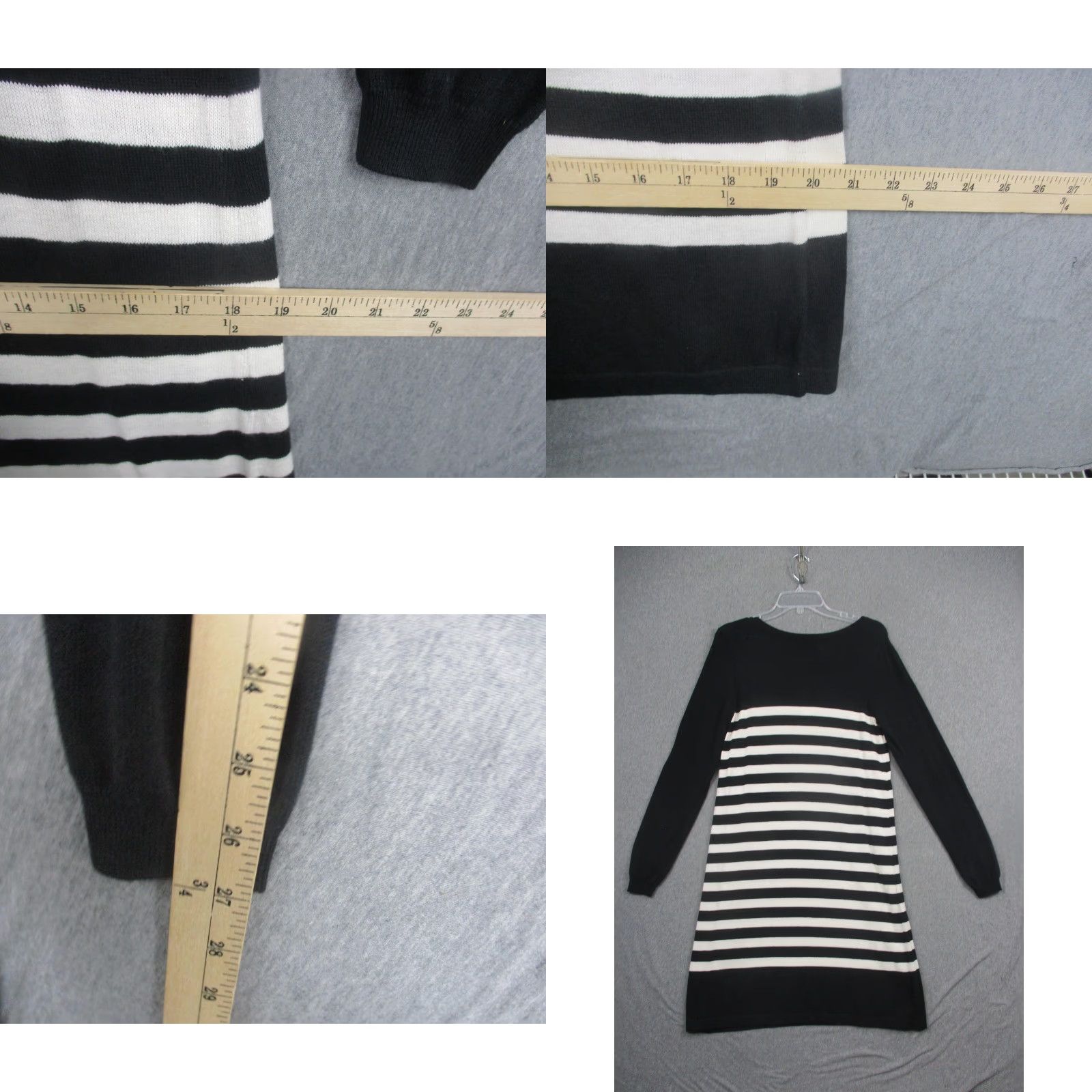 Vintage Hanna Andersson Sweater Dress Womens Medium Black White Stripe Knit Long Sleeve Crew Neck Casual Workwear Seasonal Fall Winter Size M / US 6-8 / IT 42-44 - 8 Thumbnail
