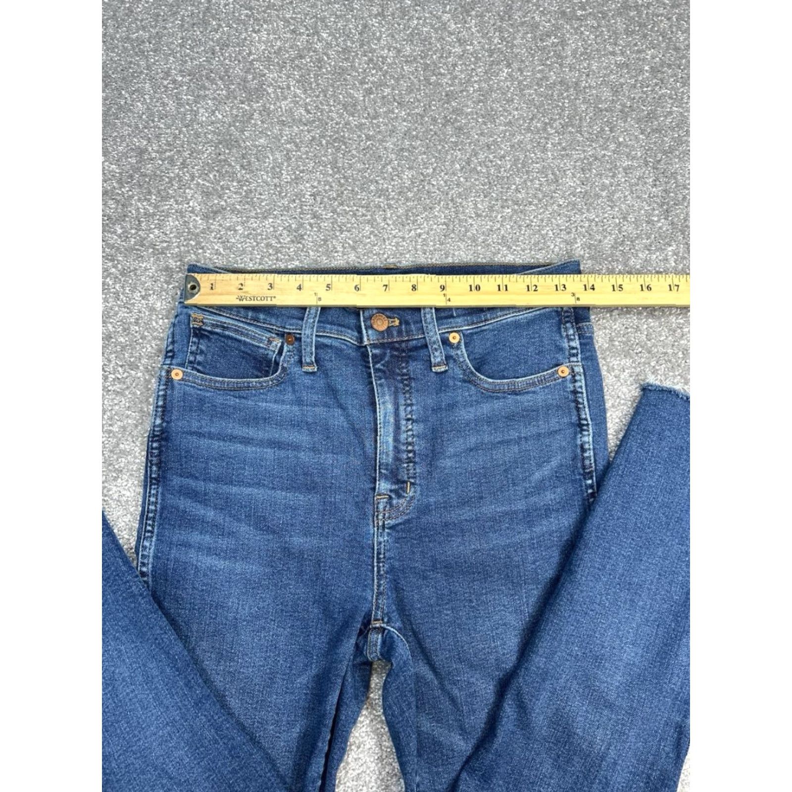 Madewell Madewell High Rise Skinny Jeans Womens 27 Blue Stretch Slim Fit Raw Hem 28x25 Jeans Size 27" / US 4 / IT 40 - 3 Thumbnail