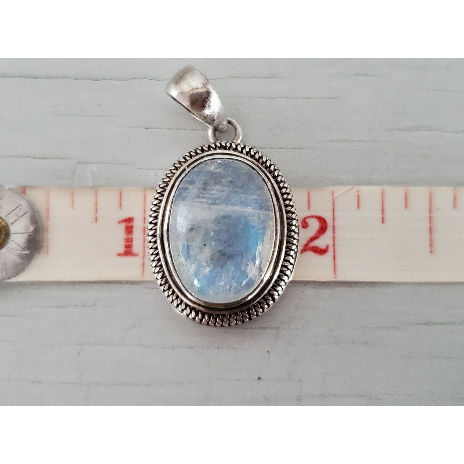 Unknown London Vintage Sterling Silver Oval Moonstone Pendant Size ONE SIZE - 8 Thumbnail