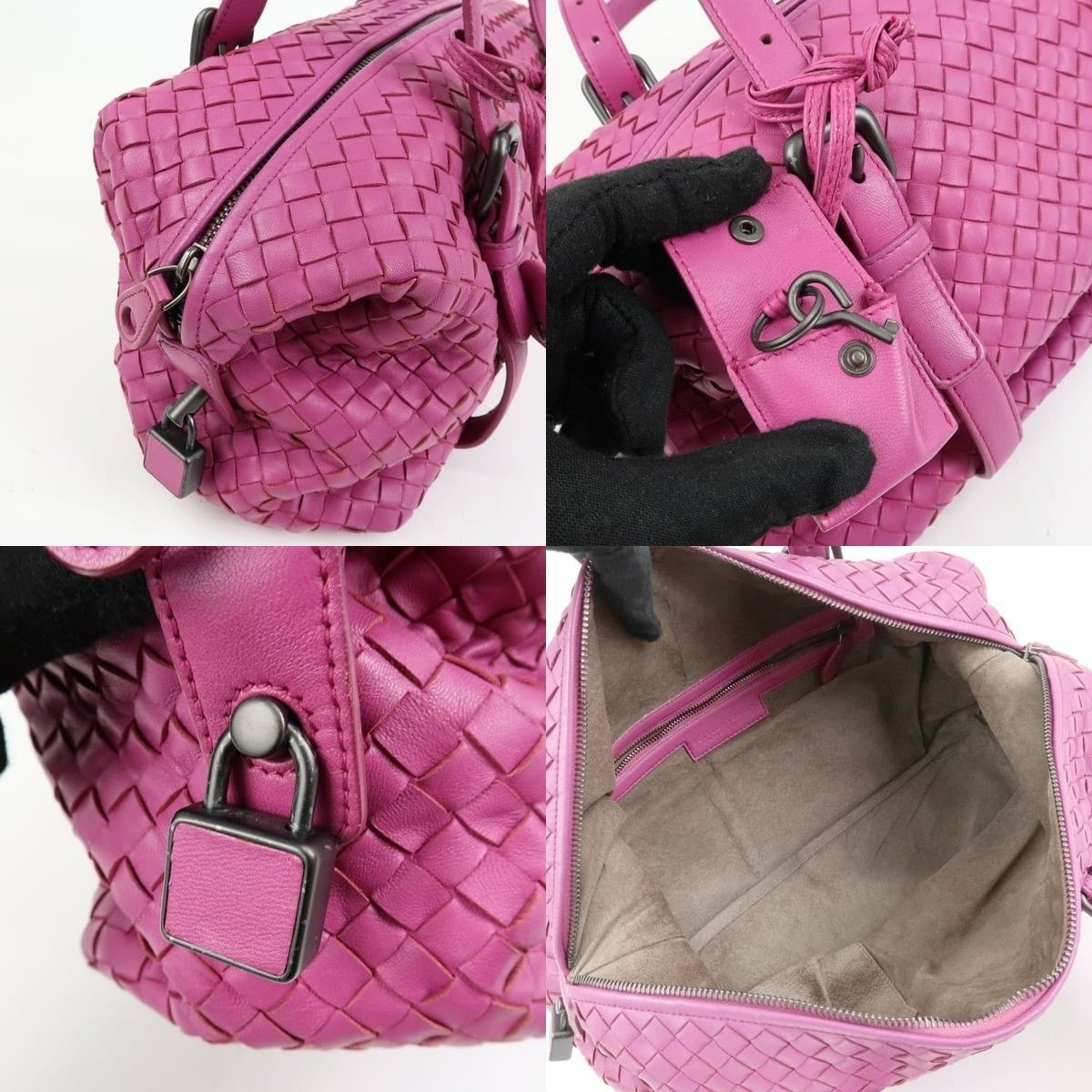 Bottega Veneta Bottega Veneta Intrecciato Nappa Leather Duffle Bag Pink Size ONE SIZE - 6 Thumbnail