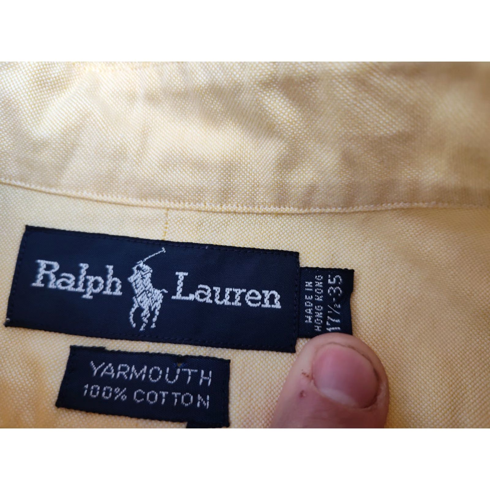Ralph Lauren VINTAGE Ralph Lauren Yarmouth Shirt Dress Shirt 17.5/35 Mens Yellow 100% Cotton Button-Down Classic Polo Pony Preppy Ivy League 90s Mens Size US XL / EU 56 / 4 - 7 Thumbnail