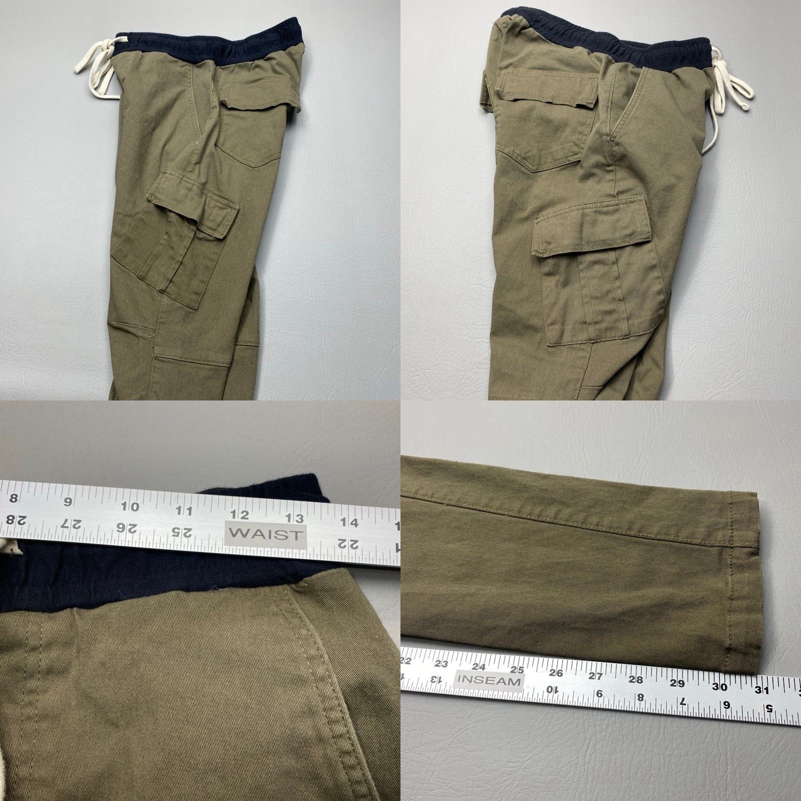 MNML MNML Pants Mens Small Olive Green Cargo Drawstring Utility Snap Pockets/Ankle Size US 29 - 9 Thumbnail