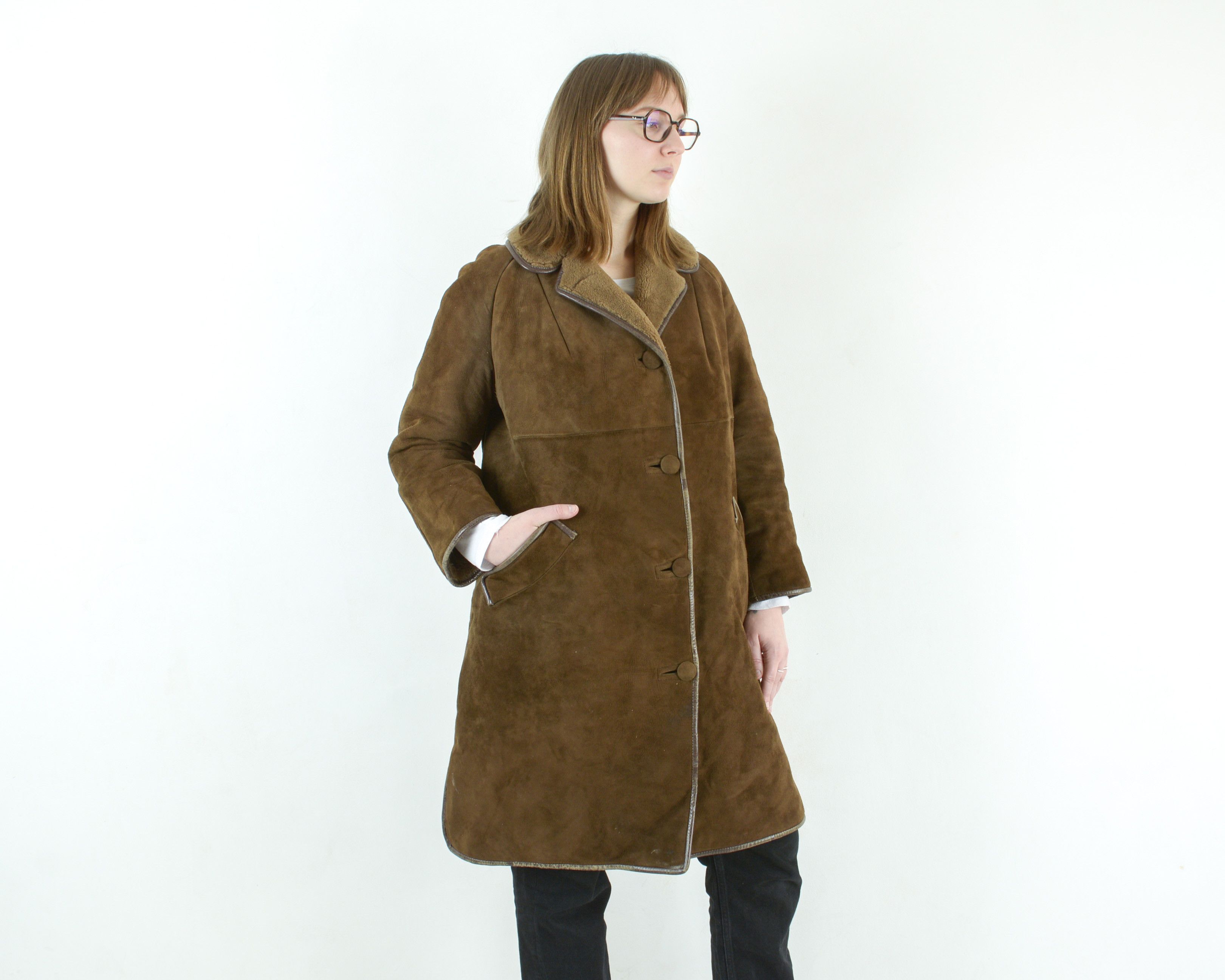 Genuine Leather × Vintage High Society Leatherwear Suede Leather Jacket Fur Lined Coat Size M / US 6-8 / IT 42-44 - 3 Thumbnail