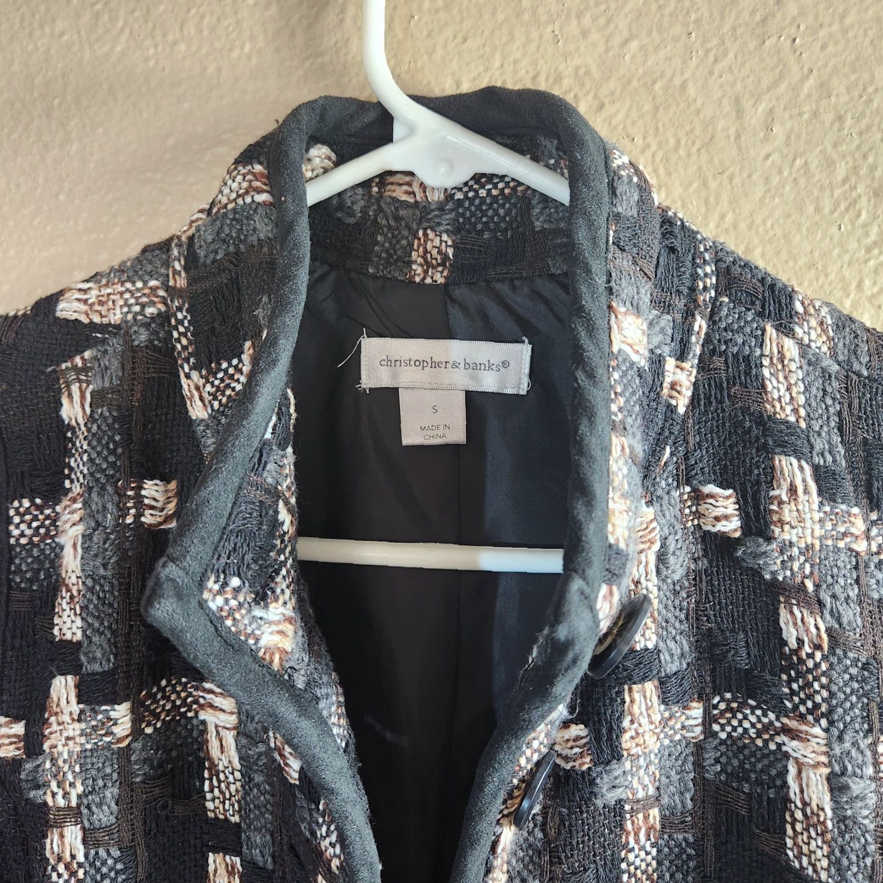 Vintage Christopher & Banks Womens Vest |S| Neutral Textured Knit Buttonfront Pocketed Lined Mock Collar Size S / US 4 / IT 40 - 4 Thumbnail