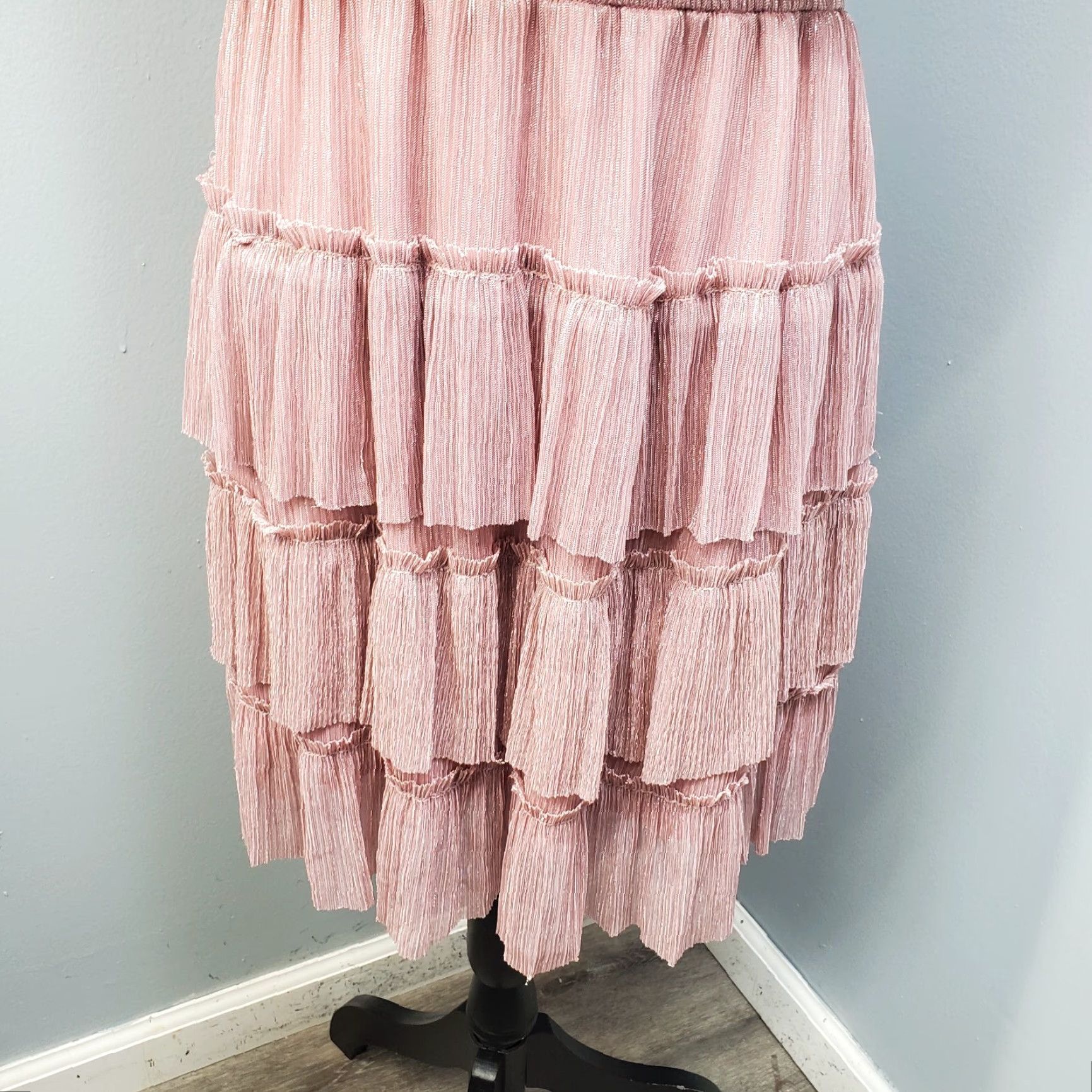 Vintage MSK Shift Dress Womens Size 1X Pink Sparkly Metallic Smocked Sleeveless Dress Size XL / US 12-14 / IT 48-50 - 4 Thumbnail