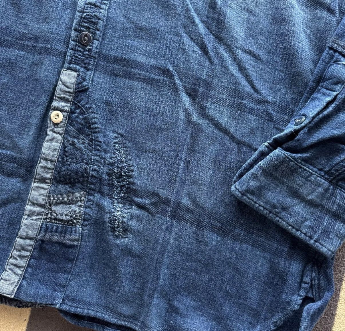 Polo Ralph Lauren Ralph Lauren Polo RL Indigo Sashiko Patch Shirt K22 Size US XL / EU 56 / 4 - 6 Thumbnail