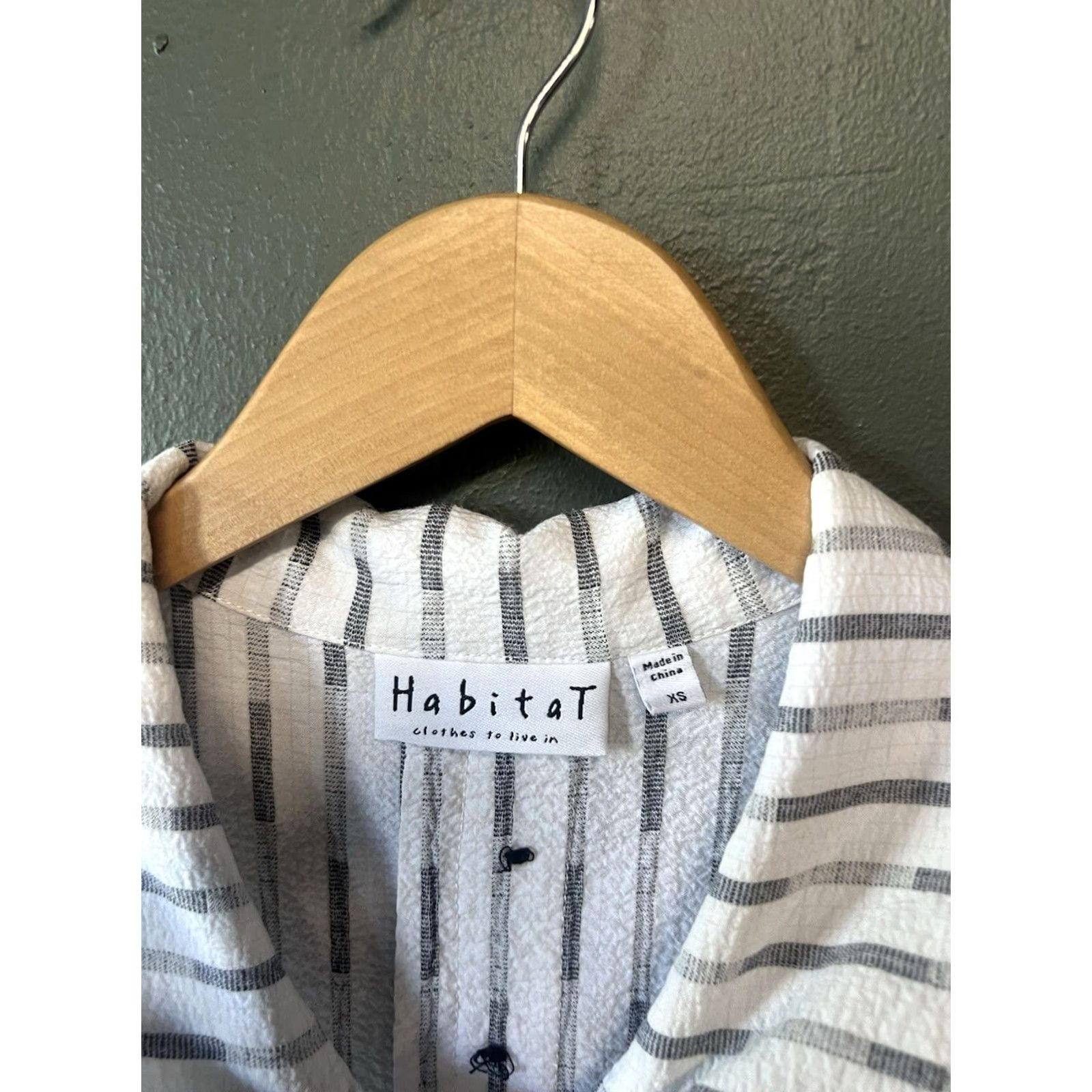 Habitat Habitat Womens White Striped 3/4 Sleeve Button-Up Shirt XS Size XS / US 0-2 / IT 36-38 - 3 Thumbnail