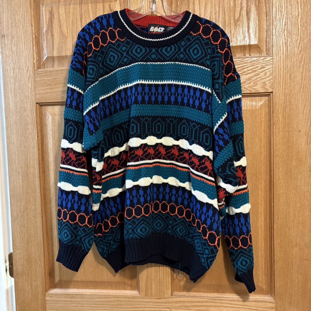Lightning Bolt Vtg 90’s Bolt Multicolor Striped Sweater Coogi Style Men’s L Size US L / EU 52-54 / 3 - 1 Thumbnail