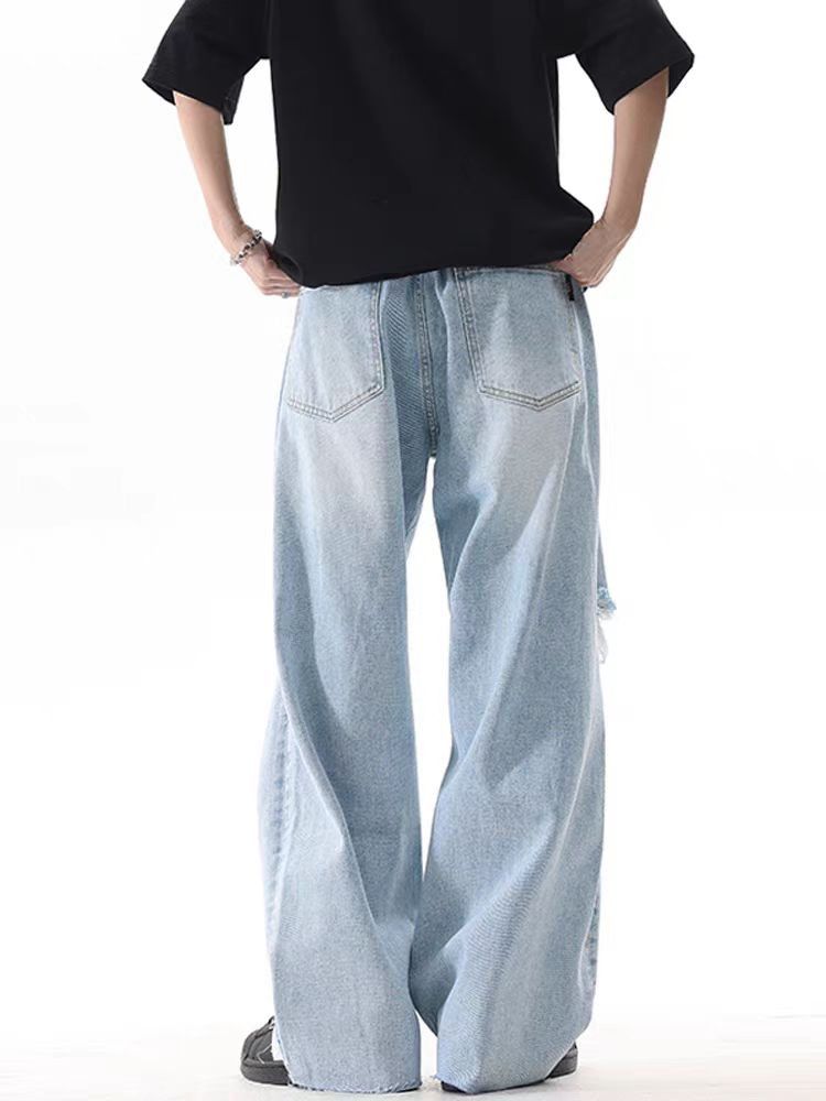 Japanese Brand × Jean vintage light blue ripped washed loose jeans Size US 32 / EU 48 - 5 Thumbnail