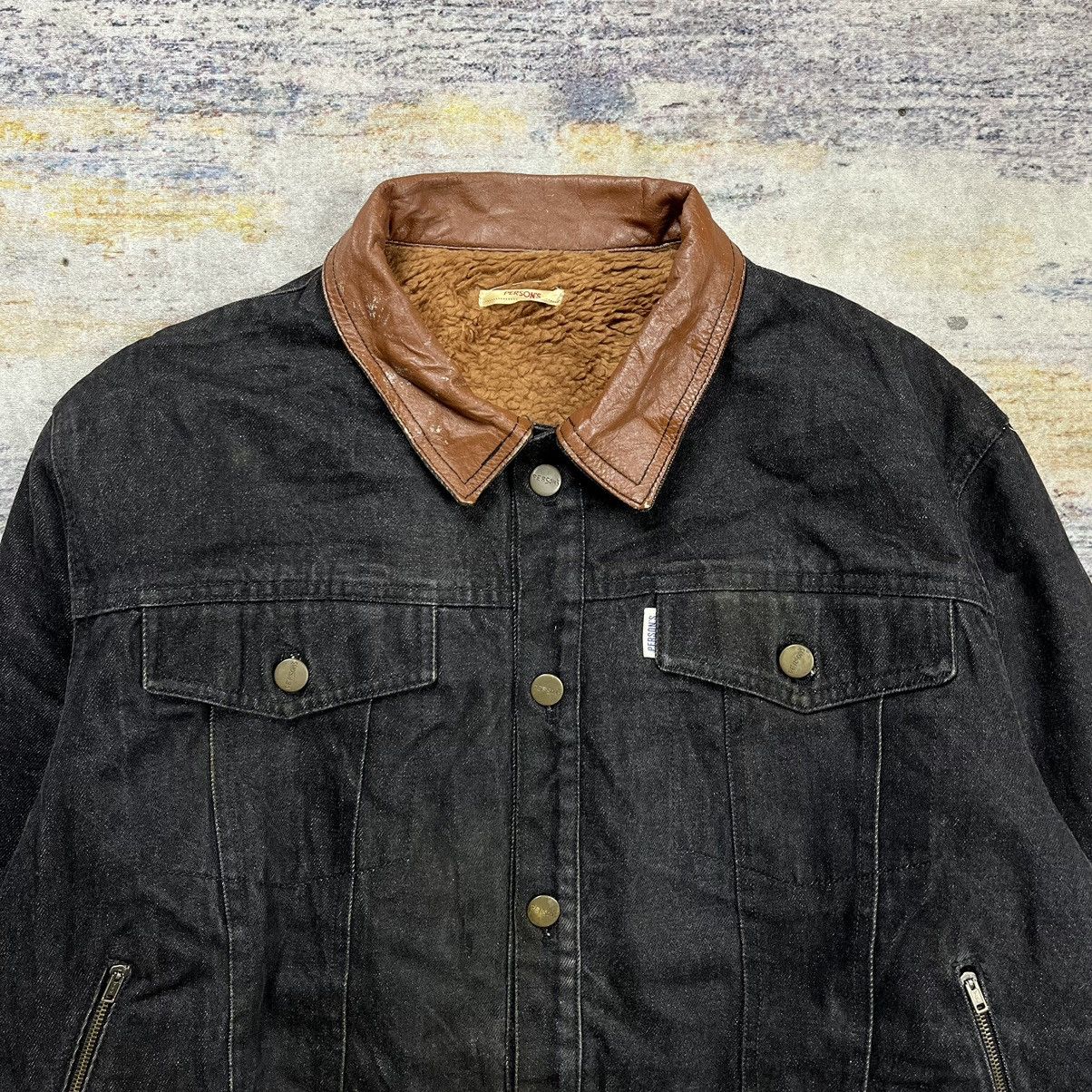 Japanese Brand Vtg Person’s oversized sherpa denim jacket collar leather Size US M / EU 48-50 / 2 - 4 Thumbnail