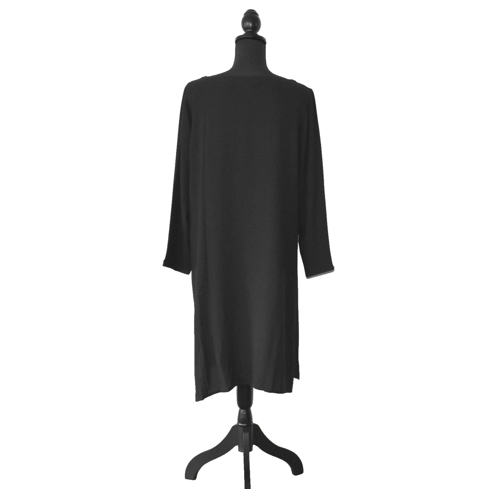 Eileen Fisher EILEEN FISHER Black Stretch Long Sleeve Petite Dress Size PL Size L / US 10 / IT 46 - 3 Thumbnail