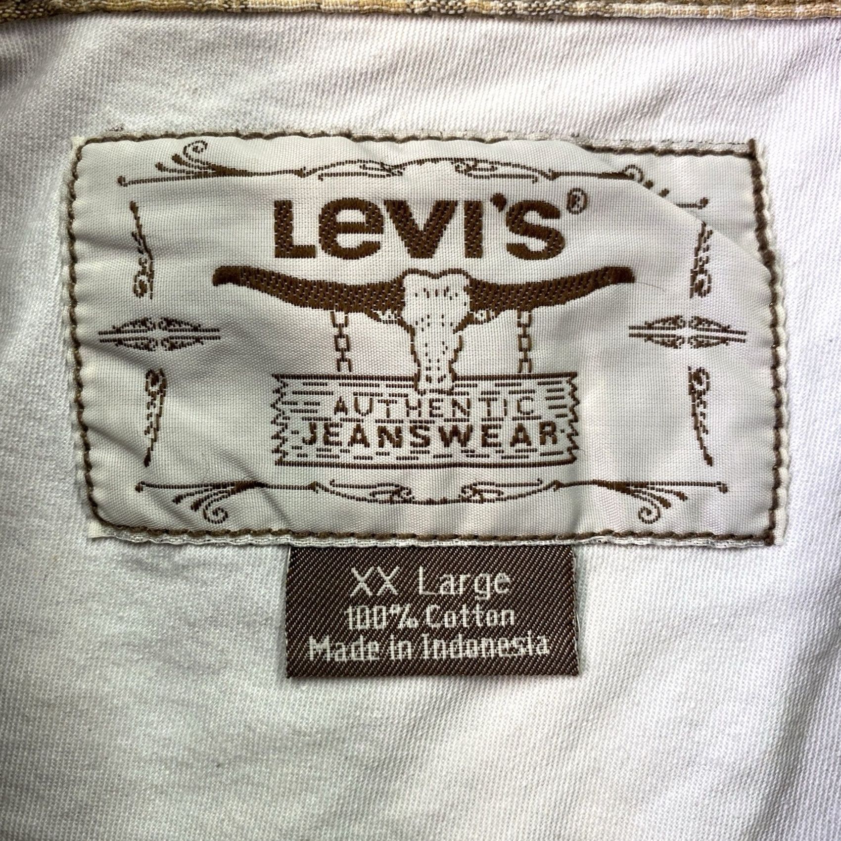 Levi's VINTAGE Levi's Shirt Western Pearl Snap Plaid Tan Brown Rockabilly 2XL Man Regular Shirt Size US XXL / EU 58 / 5 - 4 Thumbnail