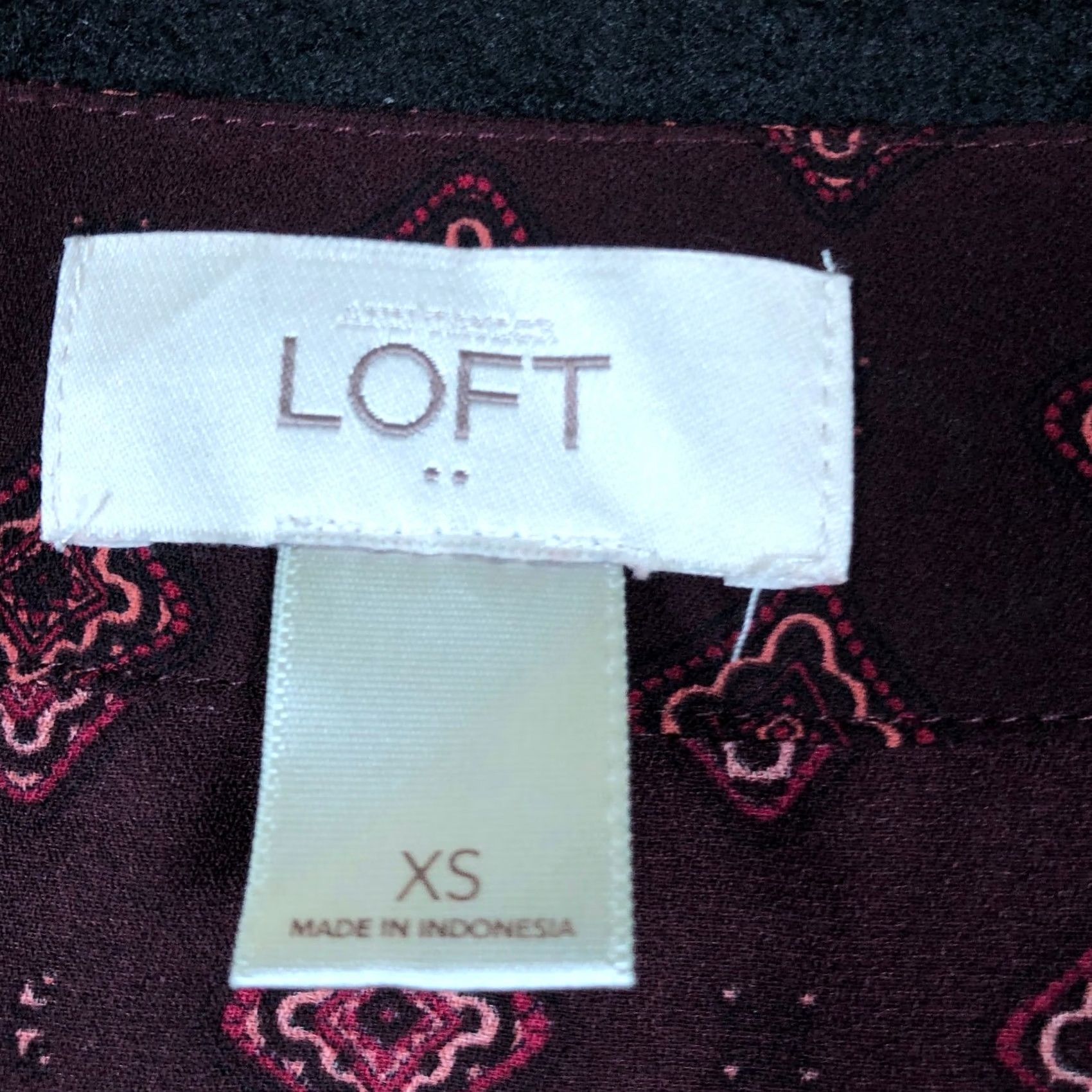Ann Taylor LOFT Womens Blouse Maroon V Neck Long Sleeve Sheer Tunic XS Regular Pullover Chiffon Polyester Casual Workwear Size XS / US 0-2 / IT 36-38 - 6 Thumbnail