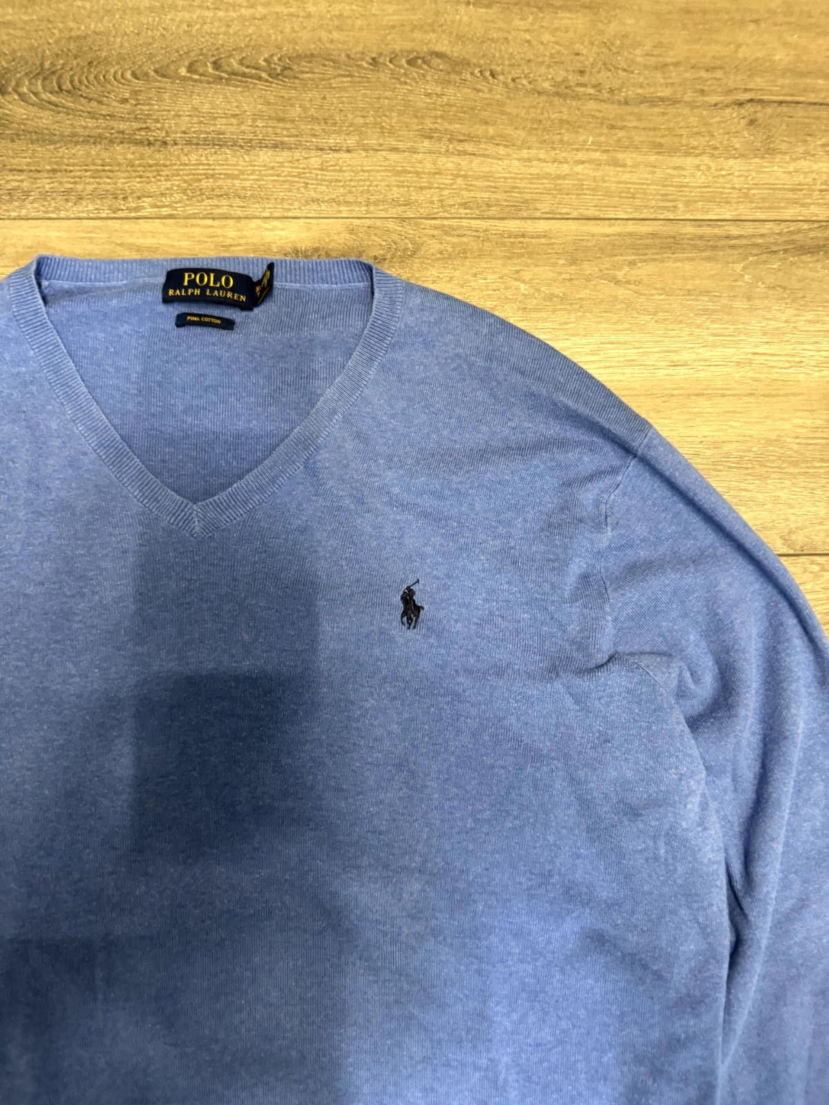 Polo Ralph Lauren Polo Ralph Lauren Pima Cotton V-Neck Pullover Blue Size US XL / EU 56 / 4 - 2 Thumbnail