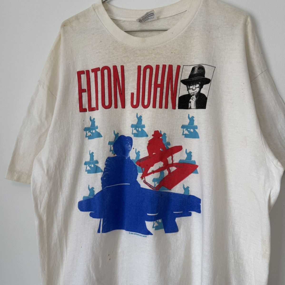 Band Tees Vintage 1988 Elton John Band Tour Tee Distressed Rare Size US XXL / EU 58 / 5 - 4 Thumbnail