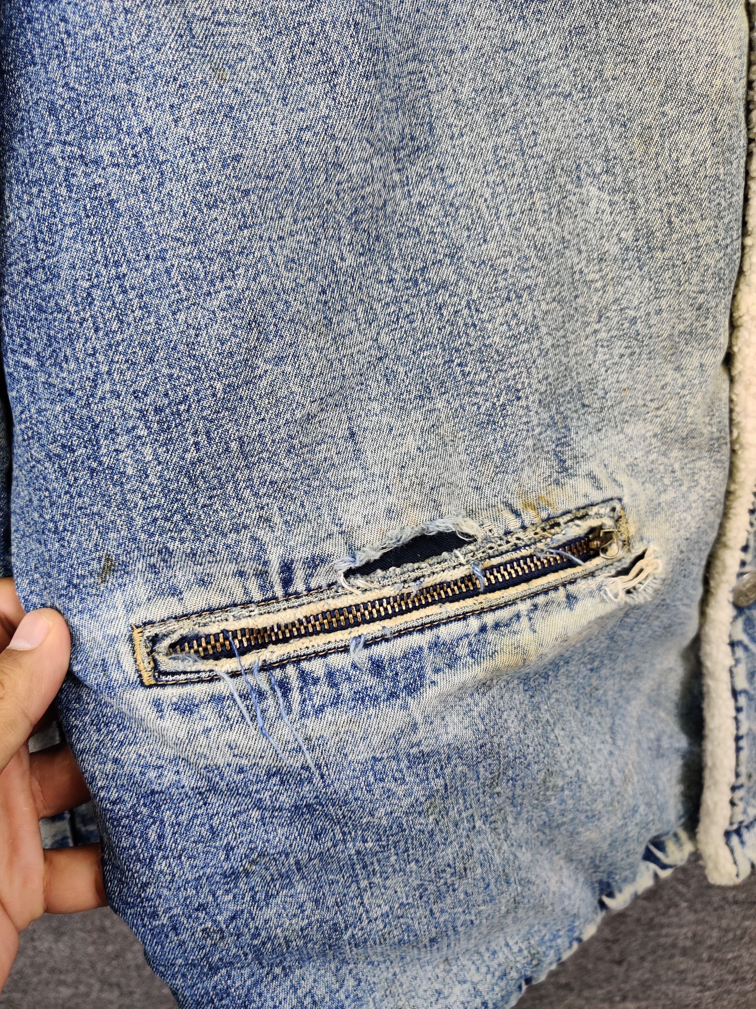 Edwin Vintage 90s Edwin Sherpa Distressed Denim Jacket Size US M / EU 48-50 / 2 - 10 Thumbnail