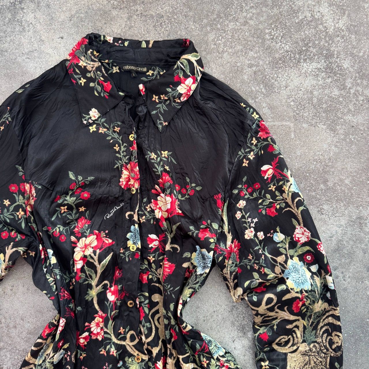 Roberto Cavalli Roberto Cavalli Vintage Floral Blouse Size L / US 10 / IT 46 - 3 Thumbnail