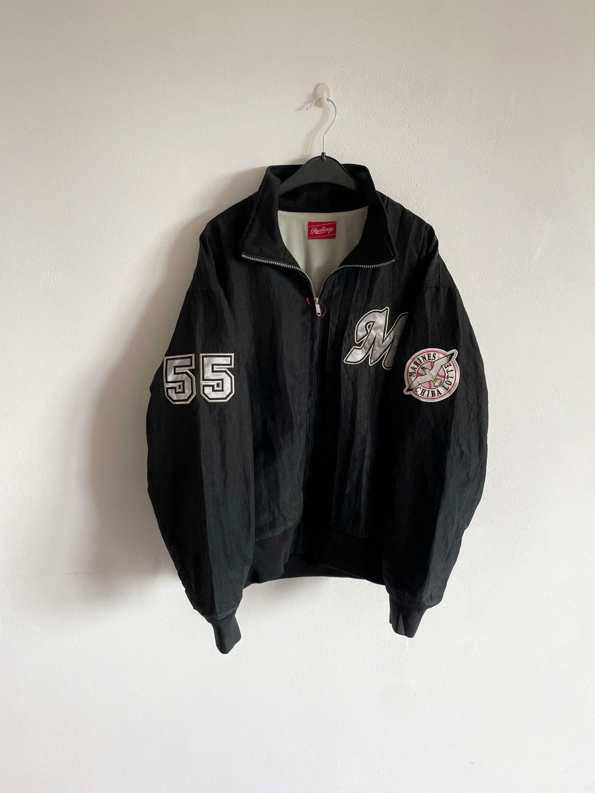image of Vintage Japan Baseball League Marines Chiba Lotte Player 55 in Black, Men's (Size Large)