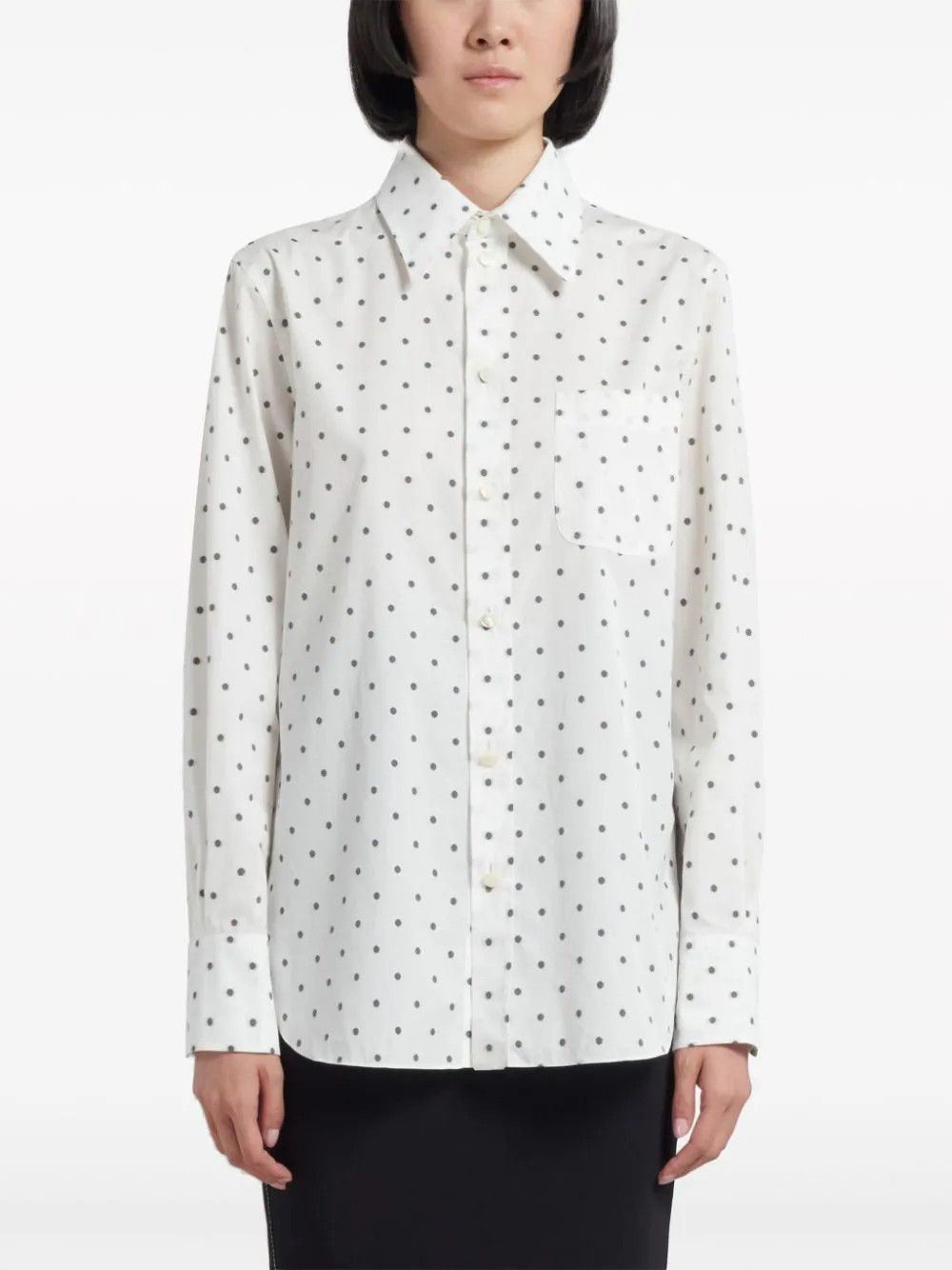 Marni o1w1db10824 Print Poplin Shirt in White Size XS / US 0-2 / IT 36-38 - 4 Thumbnail