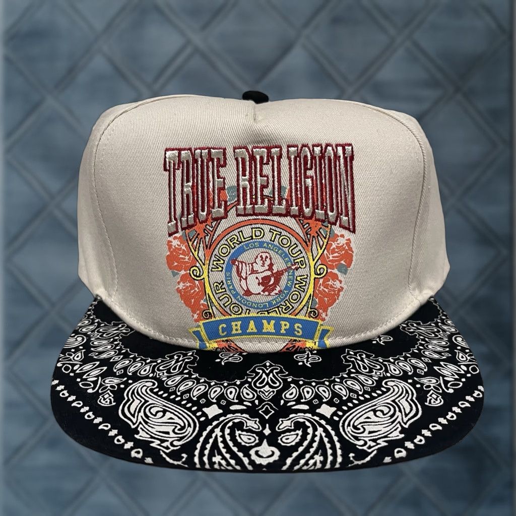 True Religion Hat Cap Snap Back Chant Tan Cream Black Paisley Adult Mens