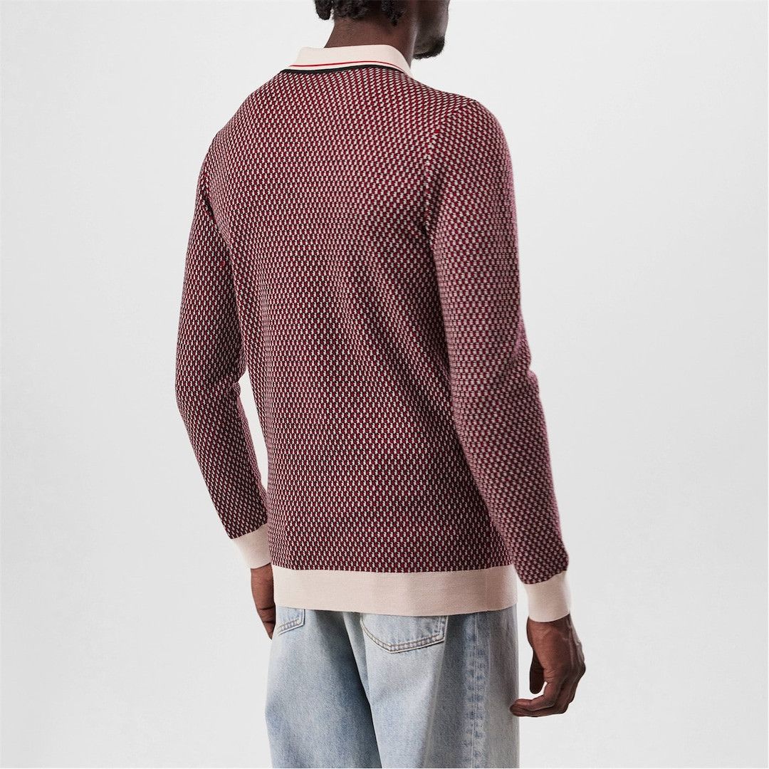 Valentino o1g2r1mq0526 Knitted Polo Shirt in Red/Beige Size US S / EU 44-46 / 1 - 4 Thumbnail