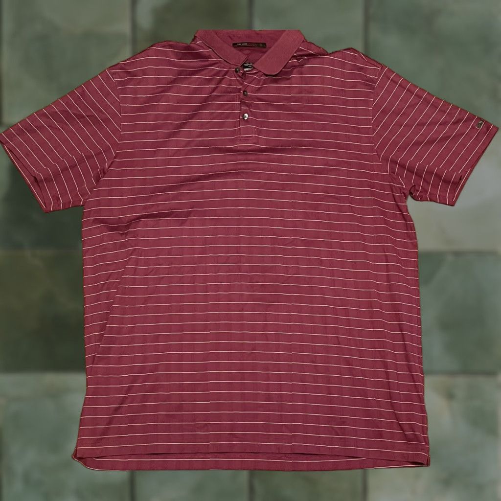 Nike NIKE TIGER WOODS XXL Mens Maroon Stripe Golf Polo Shirt Size US XXL / EU 58 / 5 - 1 Thumbnail