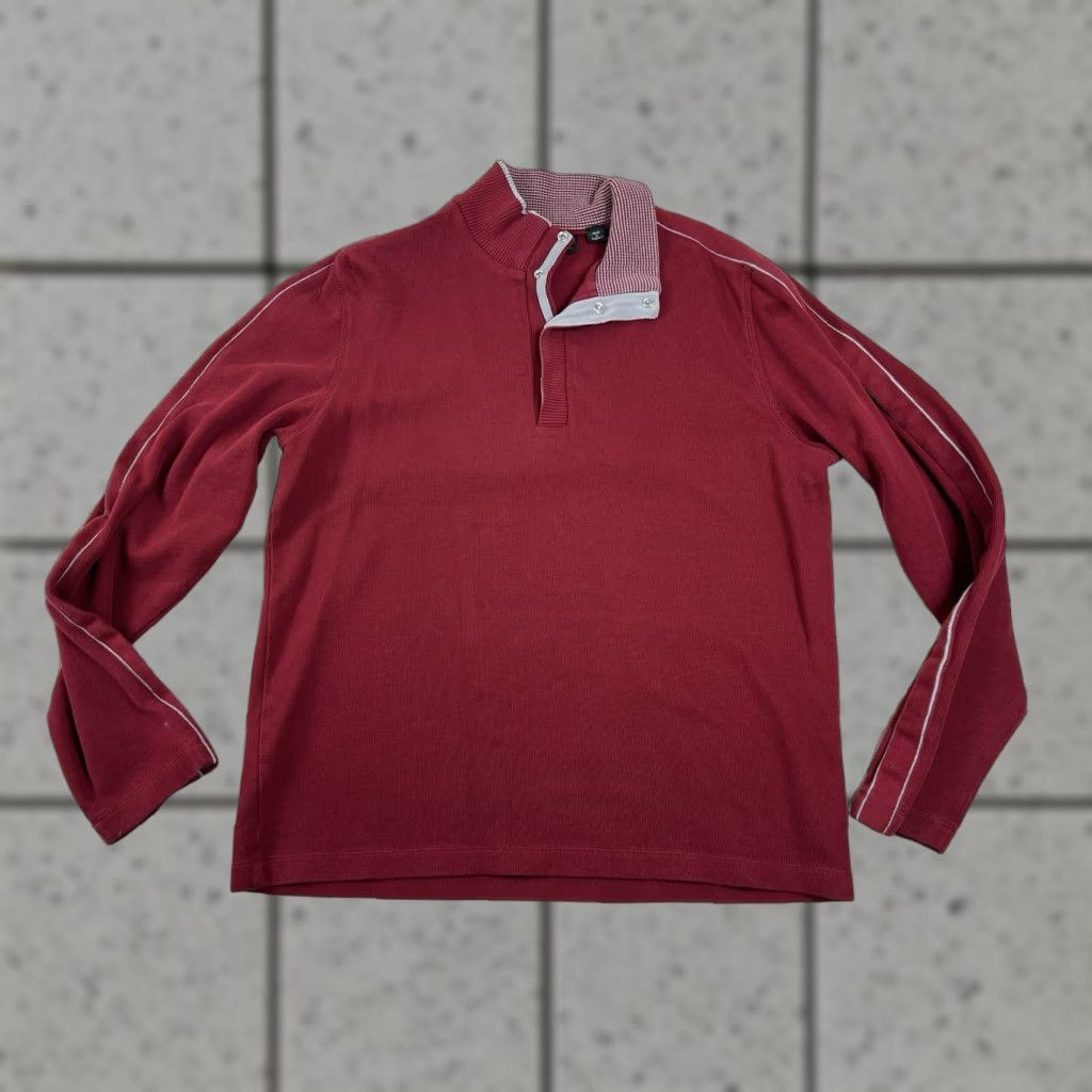 Hugo Boss HUGO BOSS Sweater Pullover Red Size L Distressed Mens Buttons 1/4 Snap Button Pullover - Pre owned Size US L / EU 52-54 / 3 - 1 Thumbnail
