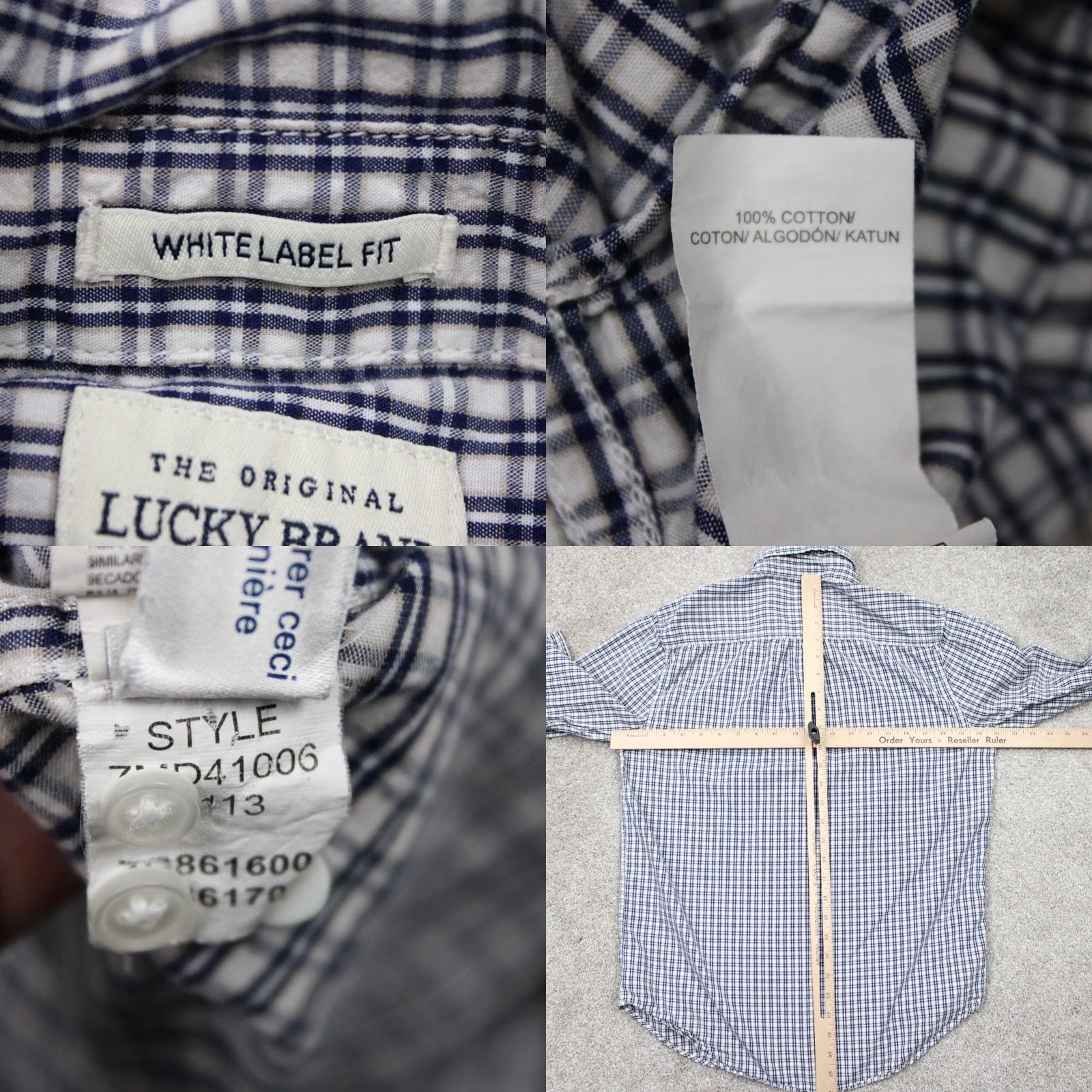 Lucky Brand Lucky Brand Button-Up Shirt Mens Medium Plaid Cotton Long Sleeve Blue White Label 90s Classic Casual Workwear Size US M / EU 48-50 / 2 - 8 Thumbnail