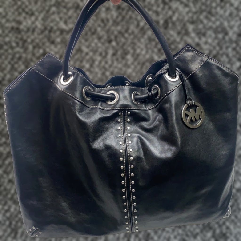 Michael Kors Womens Handbag Purse Black Leather Studded Dust Bag 18"x15"x5"