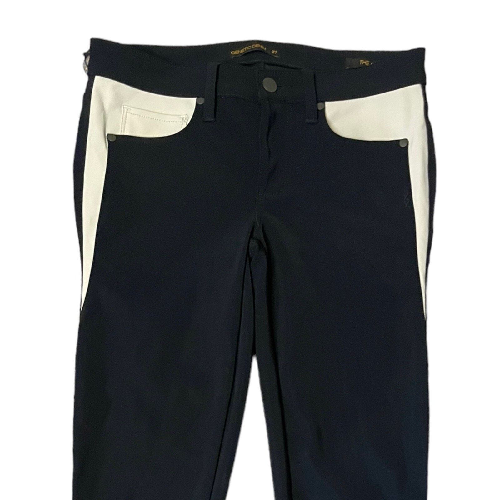 Genetic Denim Genetic Denim NEW "The Ava" Black White Colorblock Pants Size 27" / US 4 / IT 40 - 2 Thumbnail