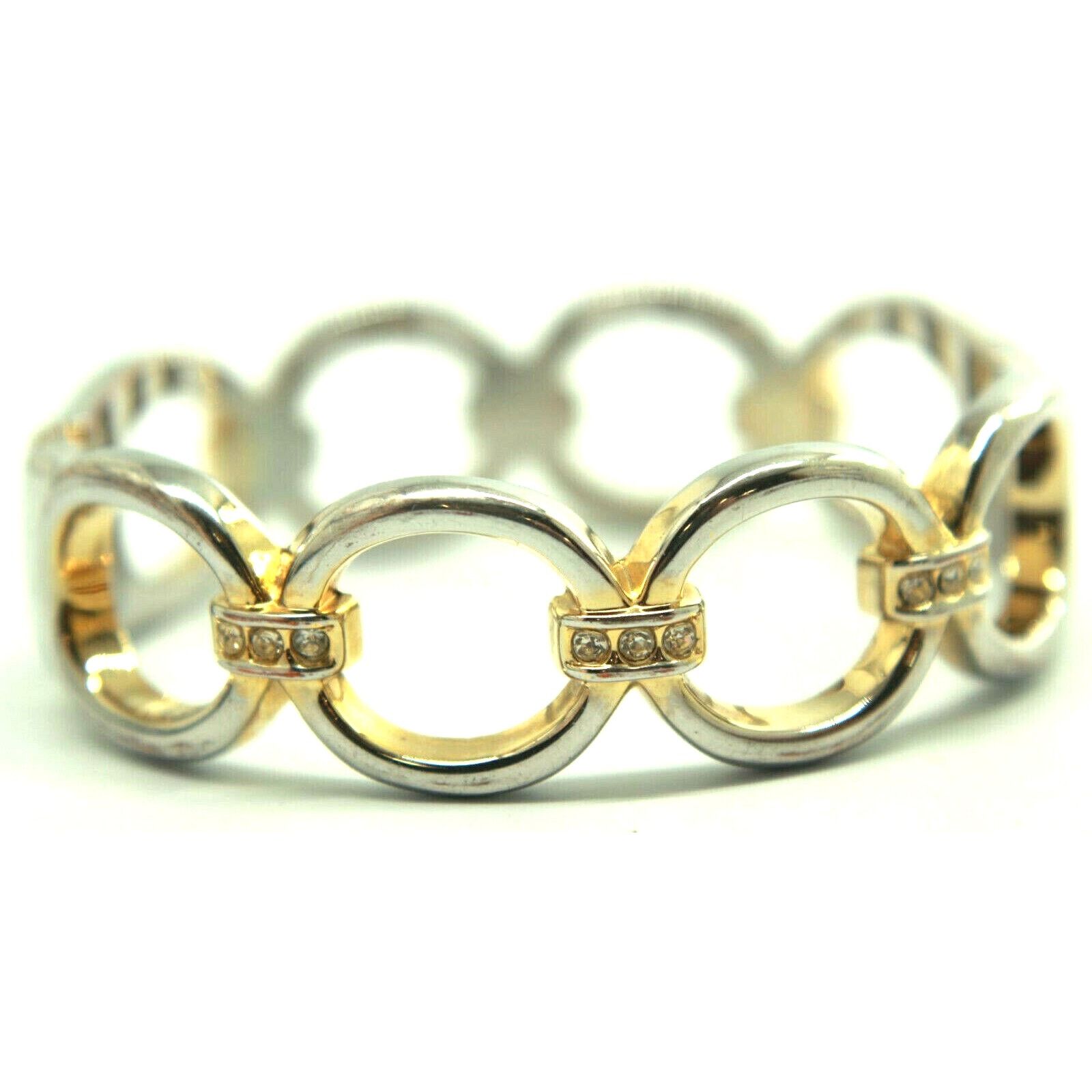 Other Silvertone & Goldtone Rhinestone Cuff Bracelet Hinged 2-1/2" Size ONE SIZE - 2 Thumbnail