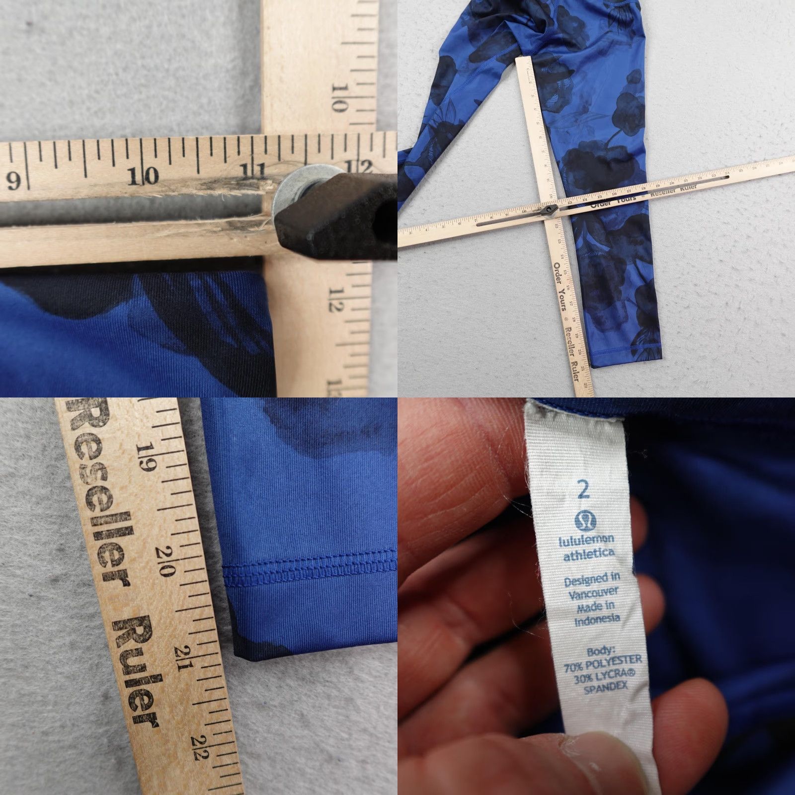 Lululemon Lululemon Leggings Womens 2 Blue Jumbo Inky Floral Wunder Under Crop II Yoga Size 26" / US 2 / IT 38 - 8 Thumbnail