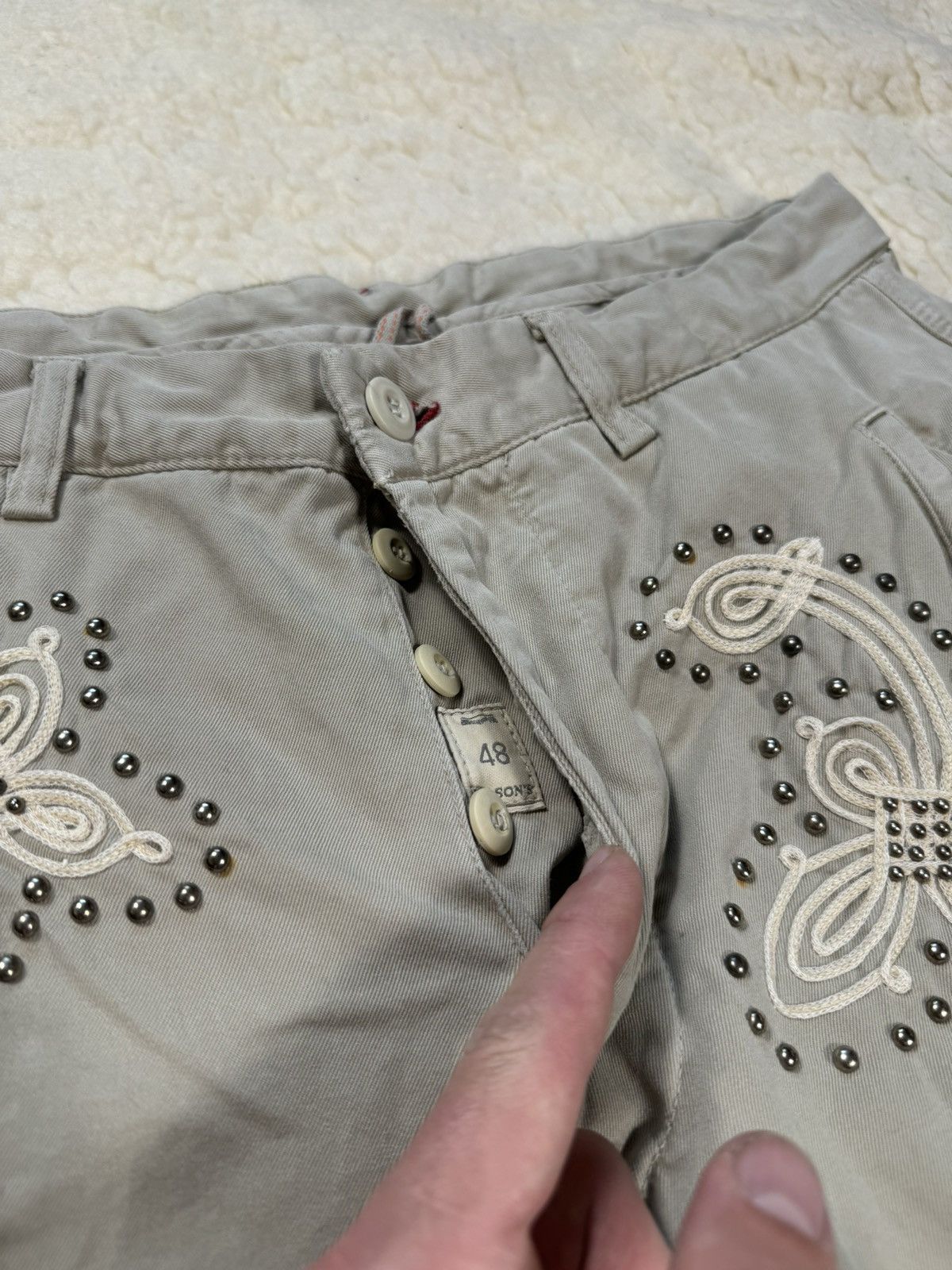 Mason's Masons embroidery metal rivets vintage cargo pockets pants Size US 32 / EU 48 - 7 Thumbnail
