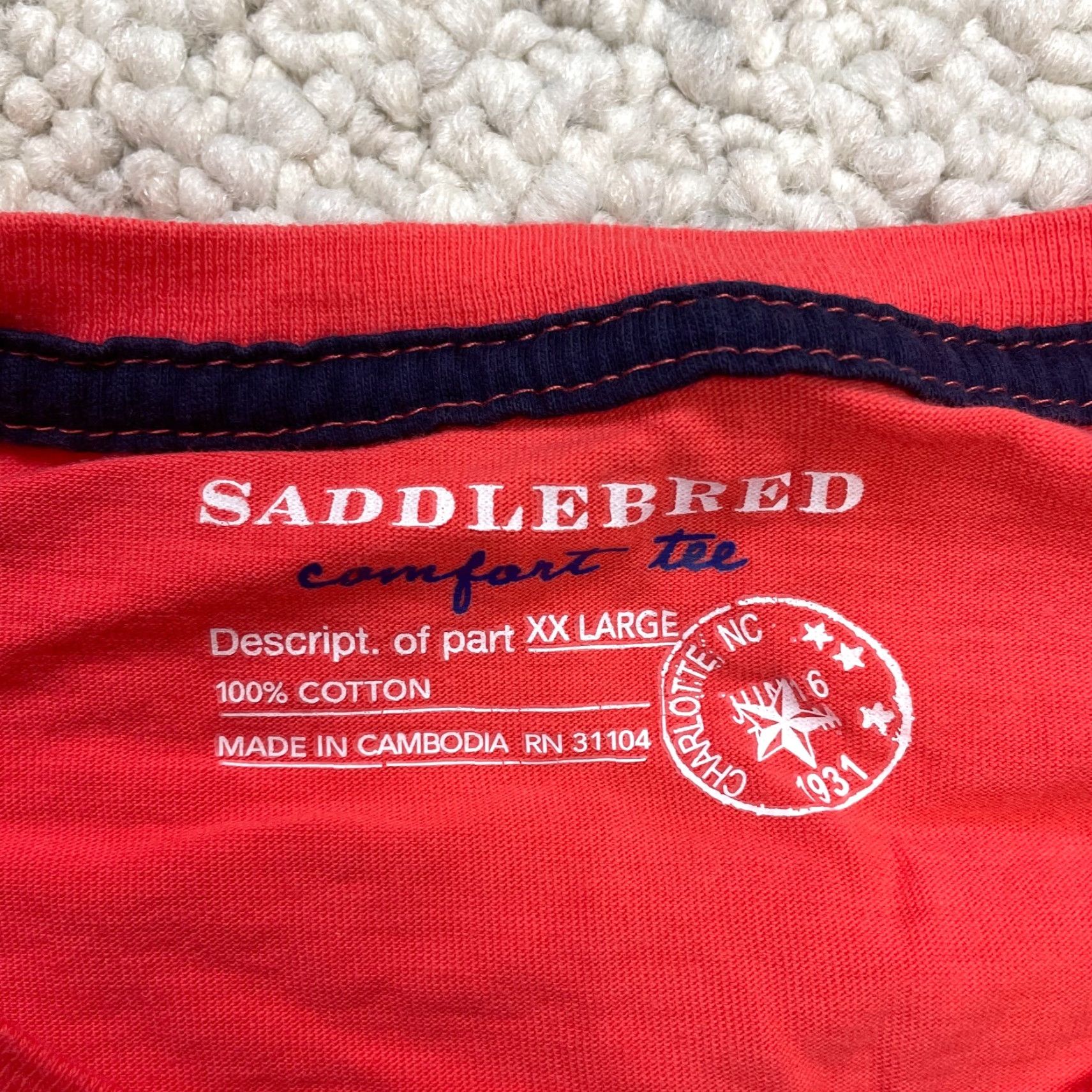 Port & Company Saddlebred Comfort Tee Shirt Mens 2XL Red Solid Pocket Casual Basic Port & Company T-Shirt Short Sleeve Crew Neck Cotton Jersey Logo Size US XXL / EU 58 / 5 - 3 Thumbnail