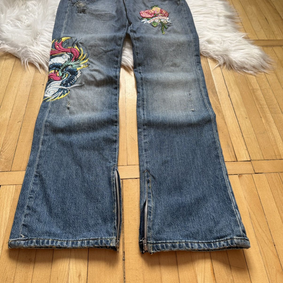 If Six Was Nine 📌 Vintage Ra.Re Y2K Ed Hardy style Bootcut Low Rise Jeans Size 28" / US 6 / IT 42 - 11 Thumbnail