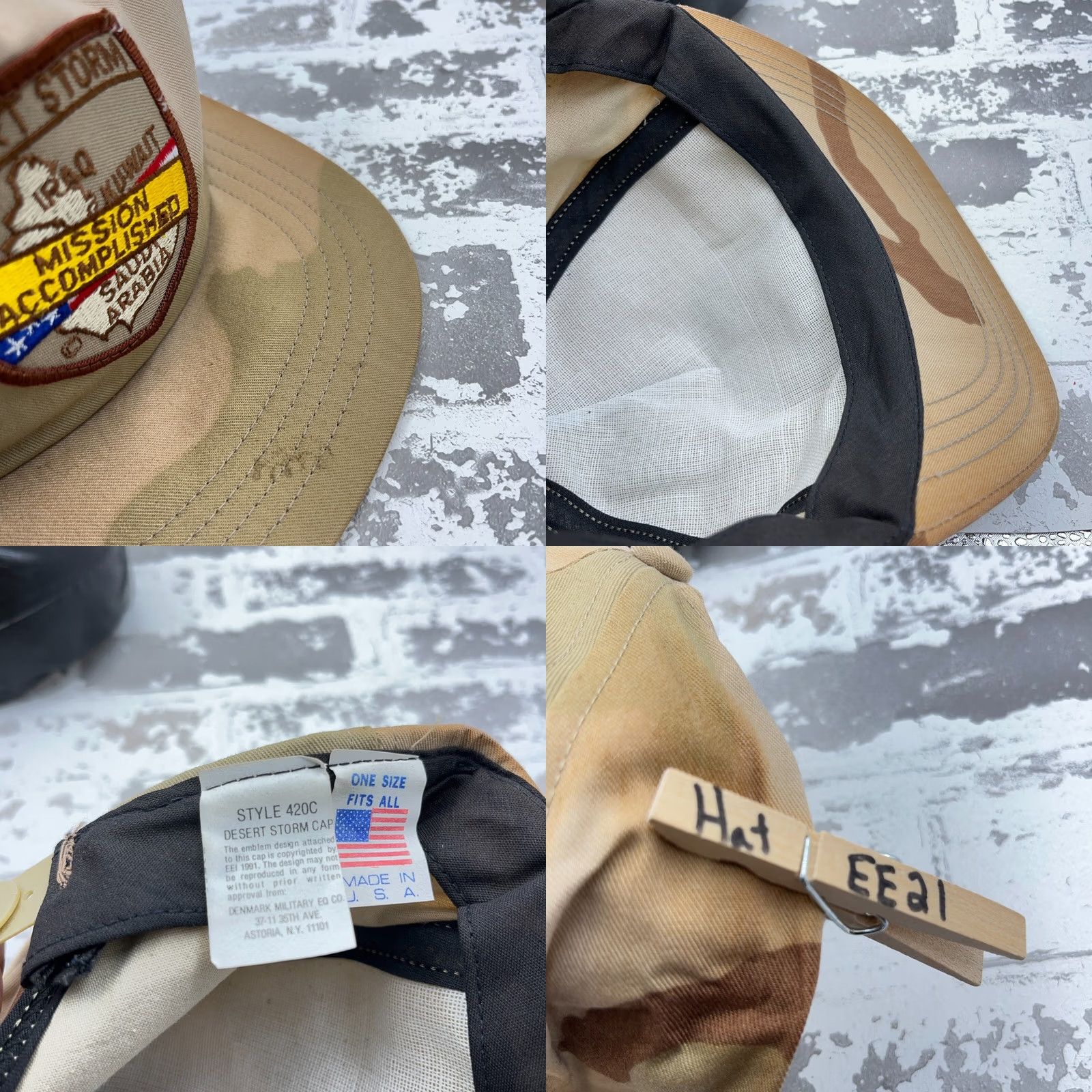 Vintage VINTAGE Desert Storm Hat Cap Snap Back USA Tan Military Army Camo Patch War 90s Mens Adjustable Brown Twill Cotton Hat Size ONE SIZE - 8 Thumbnail