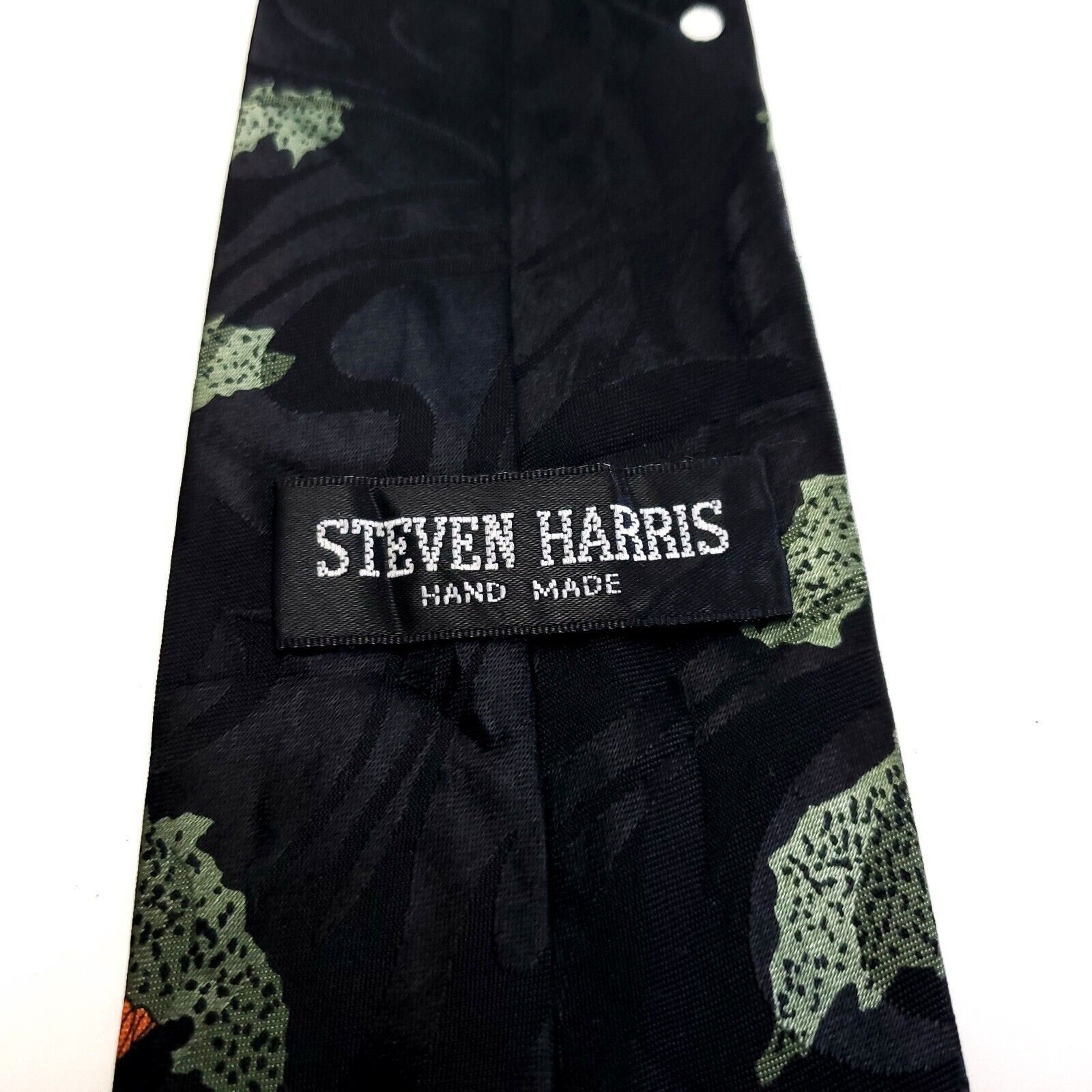 Designer Steven Harris Polyester Tie Green Black Handmade Golf Print Size ONE SIZE - 3 Thumbnail