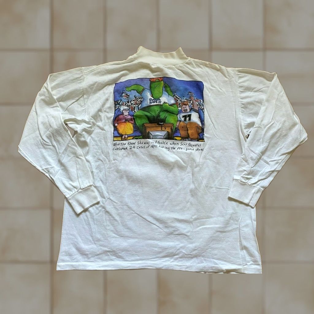 Vintage VTG Pepsi Cola Long Sleeve T-Shirt Bertha Scarfosaurus Crew Neck USA XL White Unisex Adults Graphic Tee 90s Size US XL / EU 56 / 4 - 1 Thumbnail