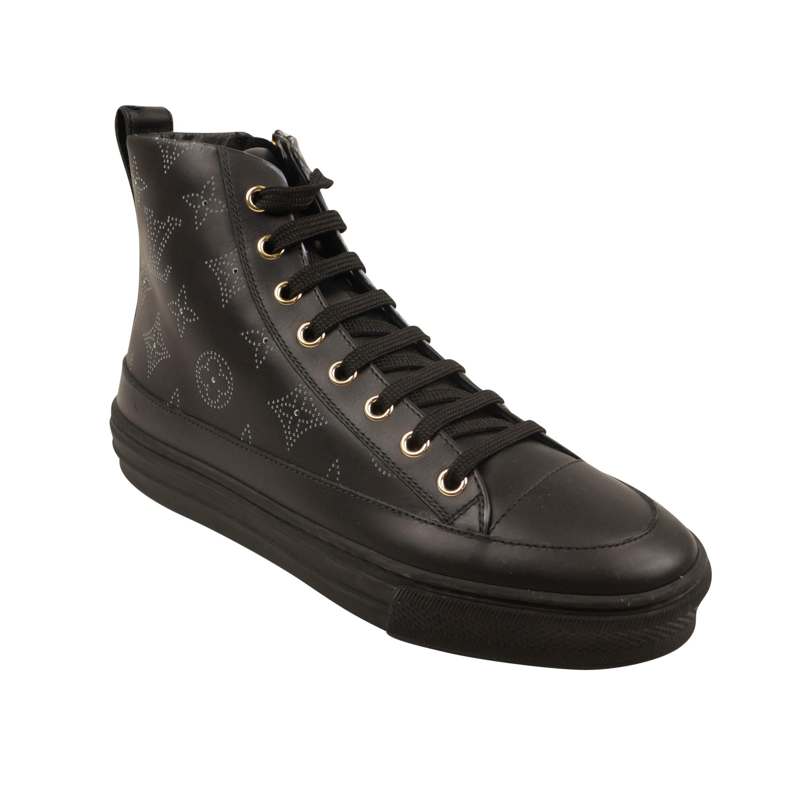 image of Louis Vuitton Black Stellar Embossed Hi Top Sneakers Size 5/35, Women's
