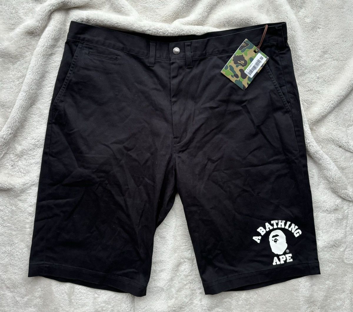 image of Bape Black College Logo Shorts, Men's (Size 38)