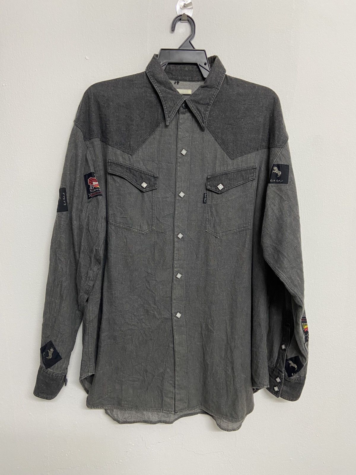 Japanese Brand × Karl Helmut Vintage karl Helmut denim Shirt Button Up Size US L / EU 52-54 / 3 - 2 Thumbnail