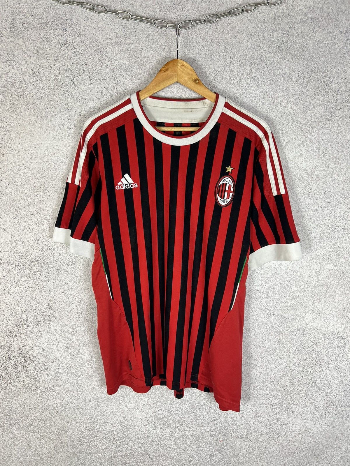 Adidas Vintage AC Milan Adidas Distressed Soccer Jersey Shirt Size US L / EU 52-54 / 3 - 1 Thumbnail
