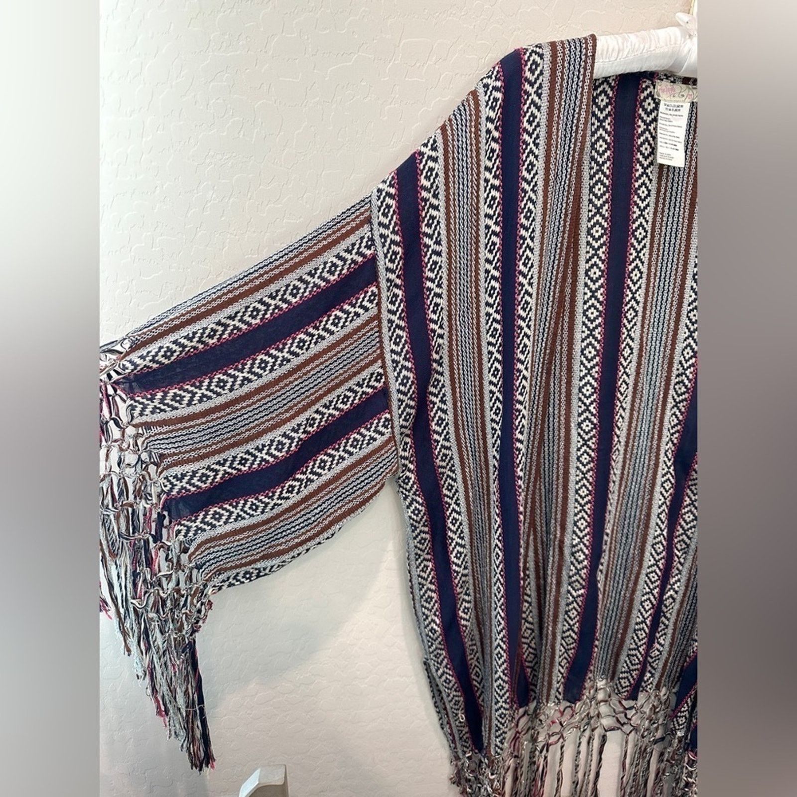 Free People FREE PEOPLE Fiesta Shimmer Stripe Boho Hippie Kimono Size ONE SIZE - 4 Thumbnail