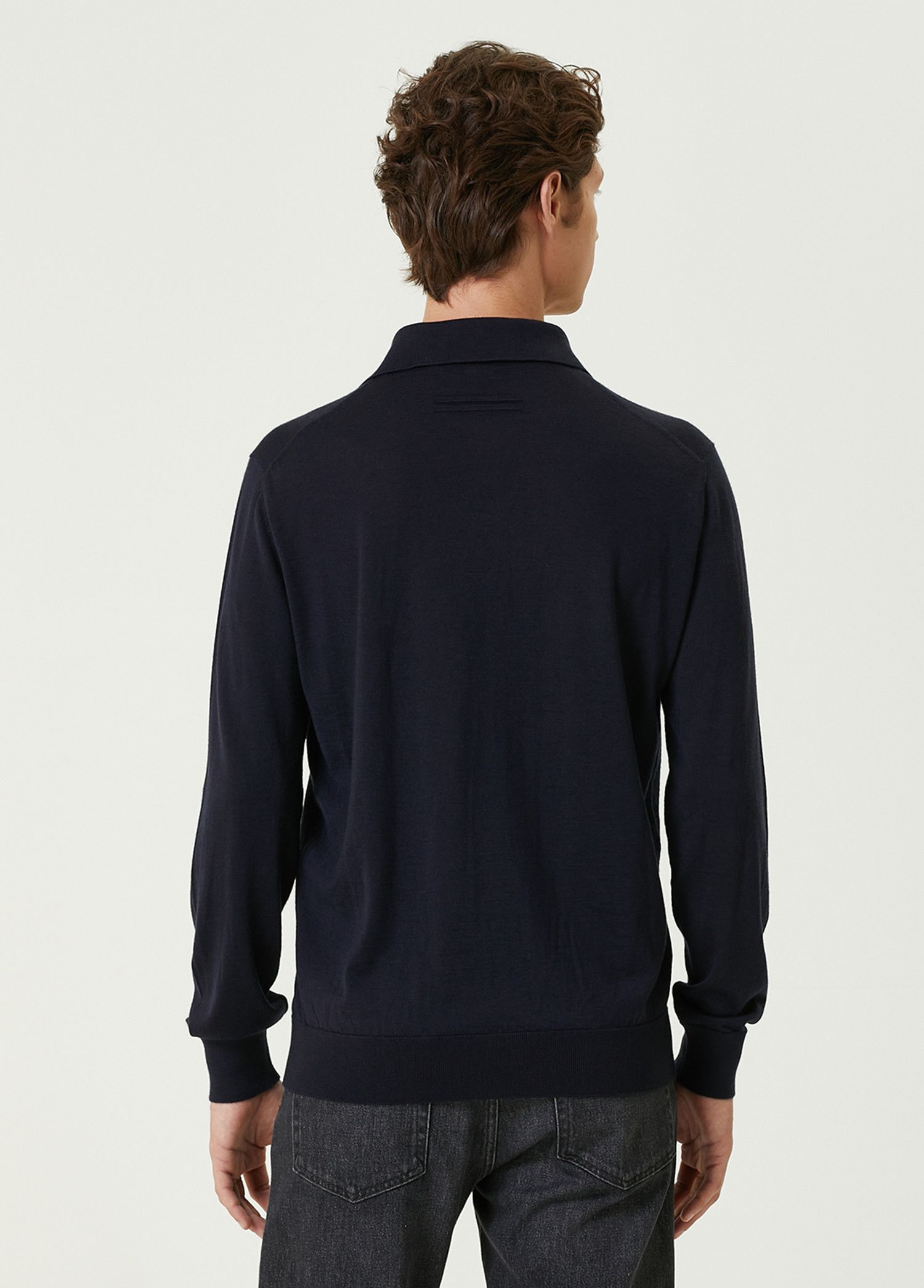 Ermenegildo Zegna ZEGNA navy blue Cashseta cashmere silk polo sweater Large Size US L / EU 52-54 / 3 - 3 Thumbnail