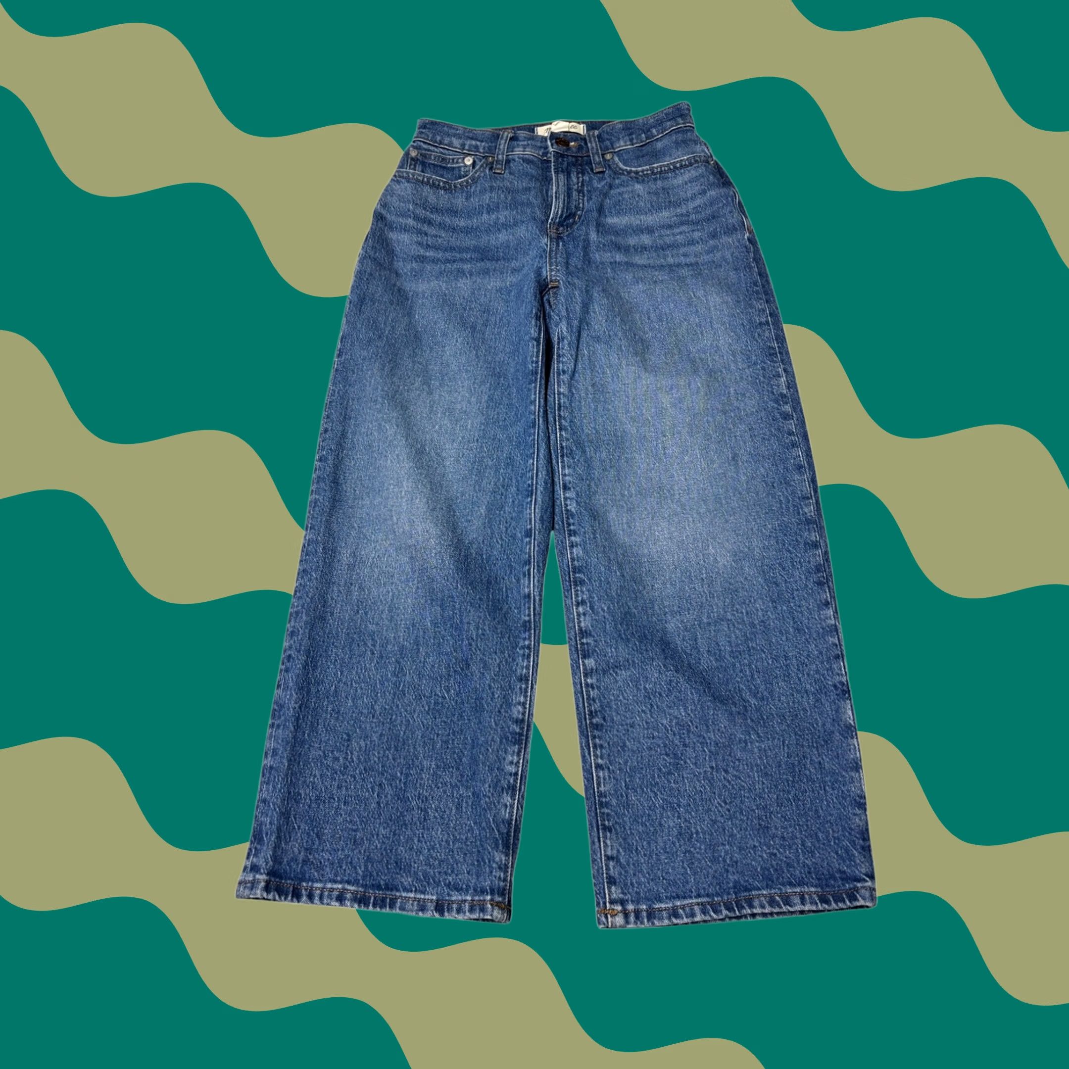 Madewell VINTAGE Madewell The Perfect Vintage Wide-Leg Crop Jean Blue Womens 24P W26 L24 Jeans Regular High-Rise 5-Pocket Cotton Blend Stretch Denim Size 42" / US 20 - 1 Thumbnail