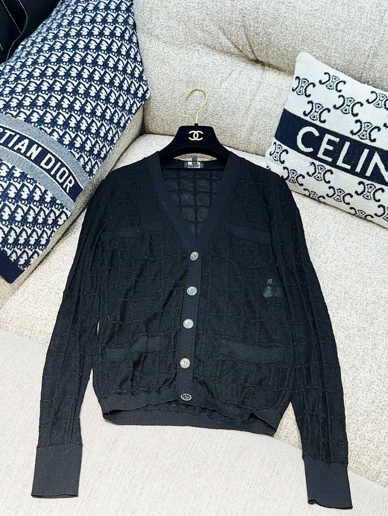 Chanel Chanel Cuban series black waffle plaid thin long-sleeved k Size XXS / US 00 / IT 34 - 1 Thumbnail